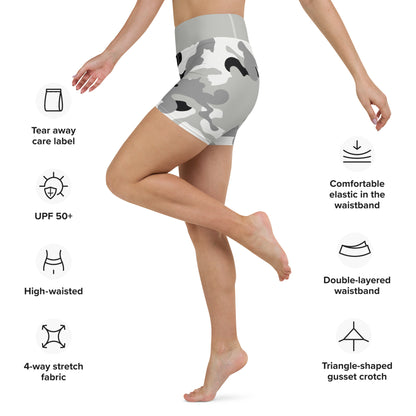 Yoga Shorts- Camo Grey and Black