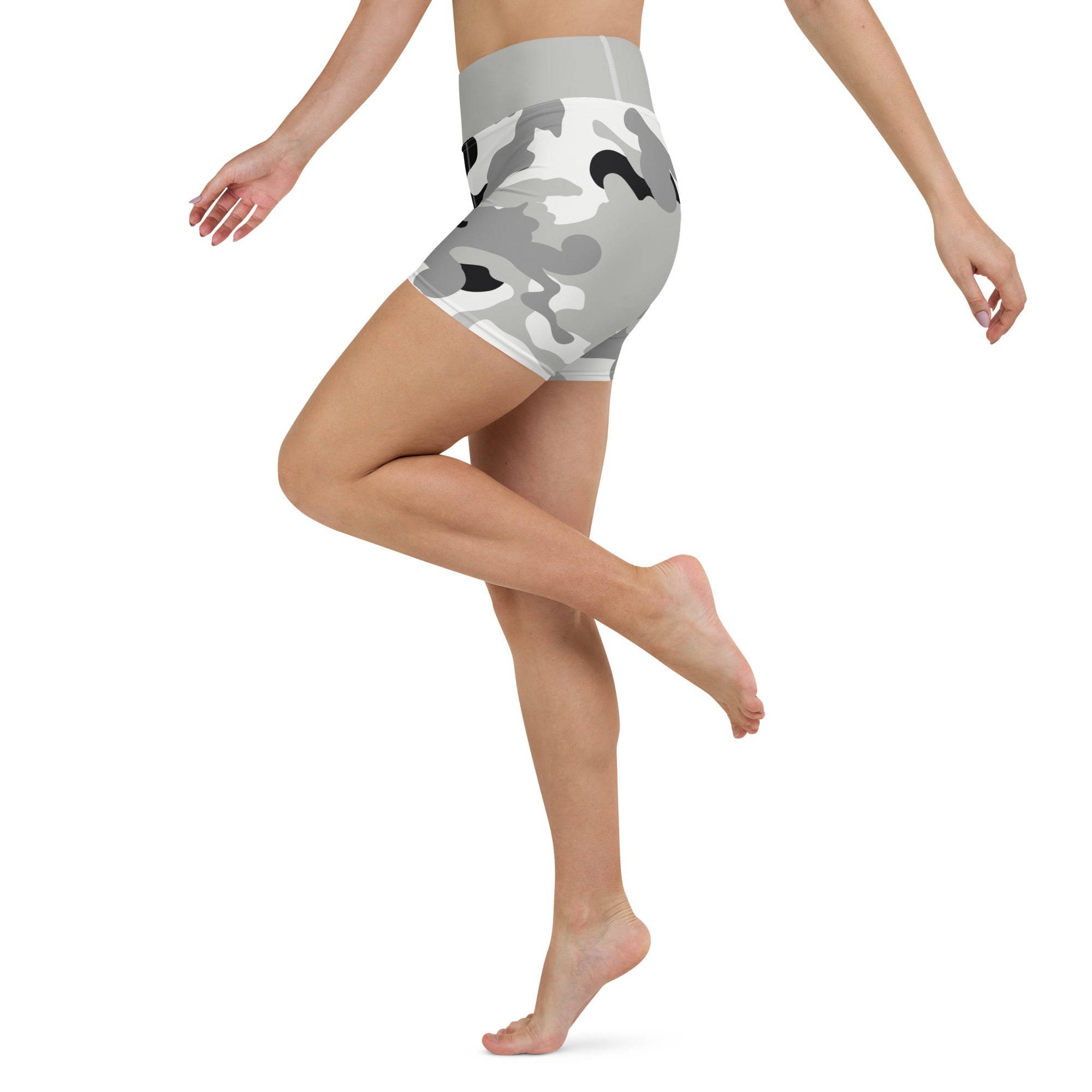 Yoga Shorts- Camo Grey and Black