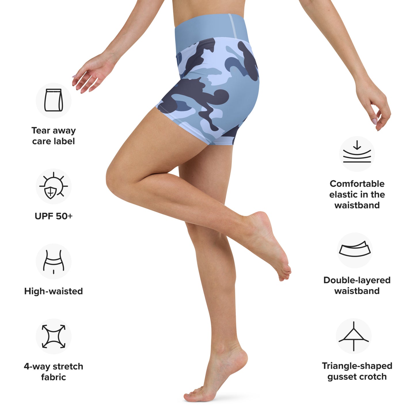 Yoga Shorts- Camo Blue