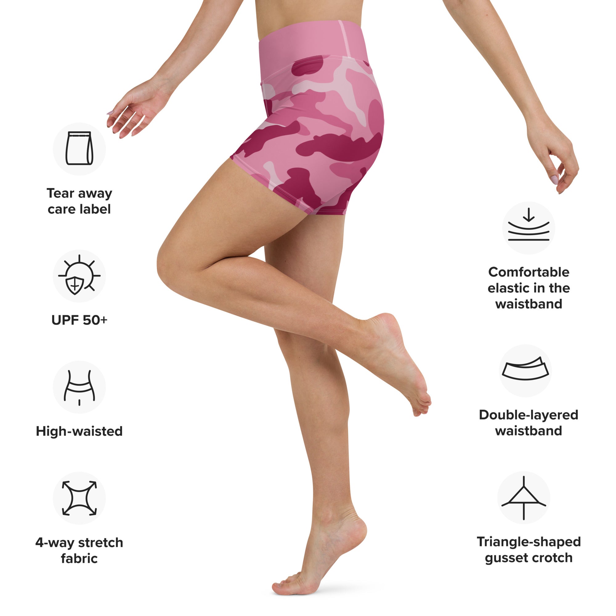 Yoga Shorts- Camo Dark pink