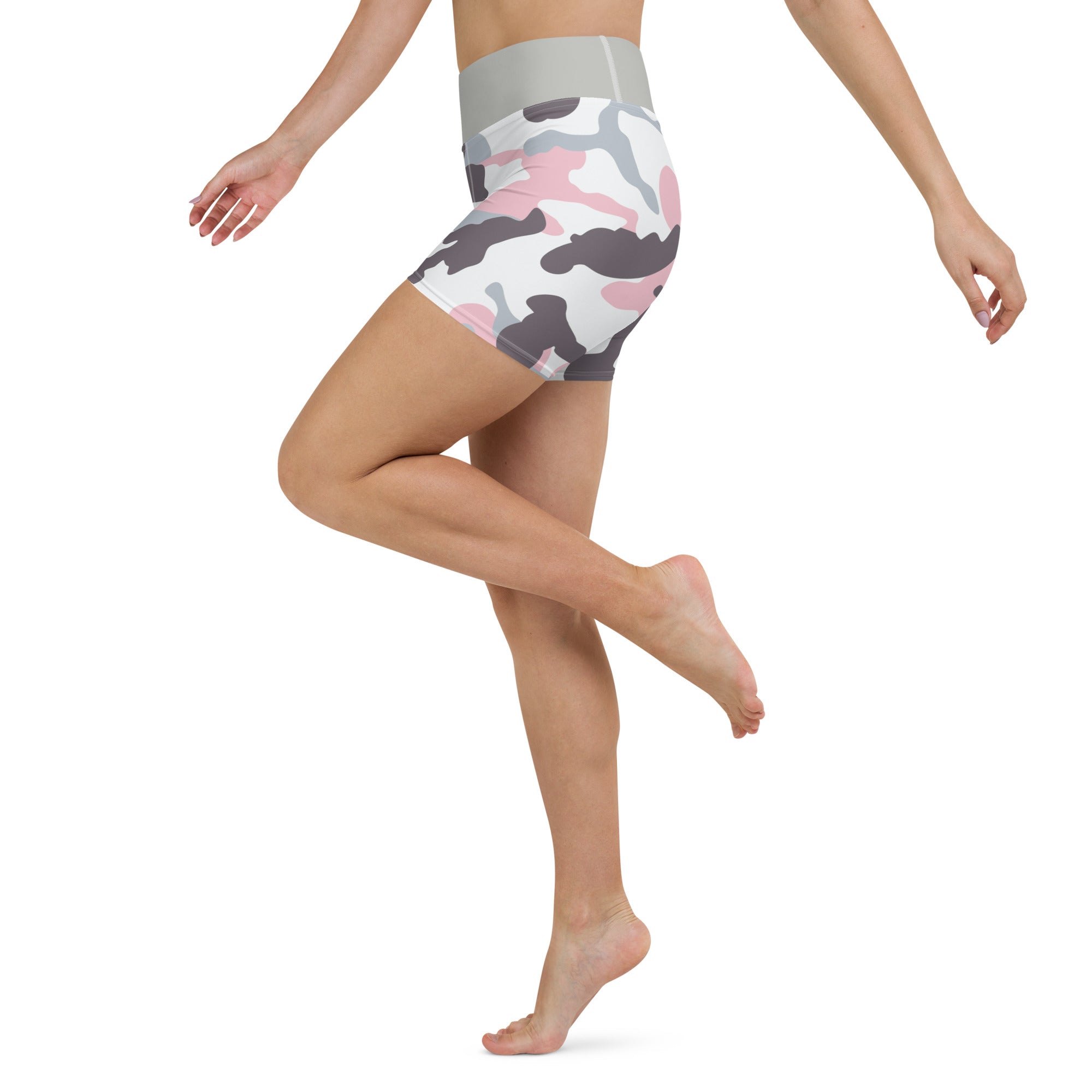 Yoga Shorts- Camo Pink and Grey
