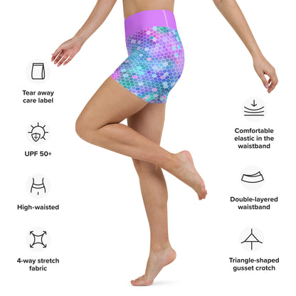 Yoga Shorts- Honeycomb Pink and Purple