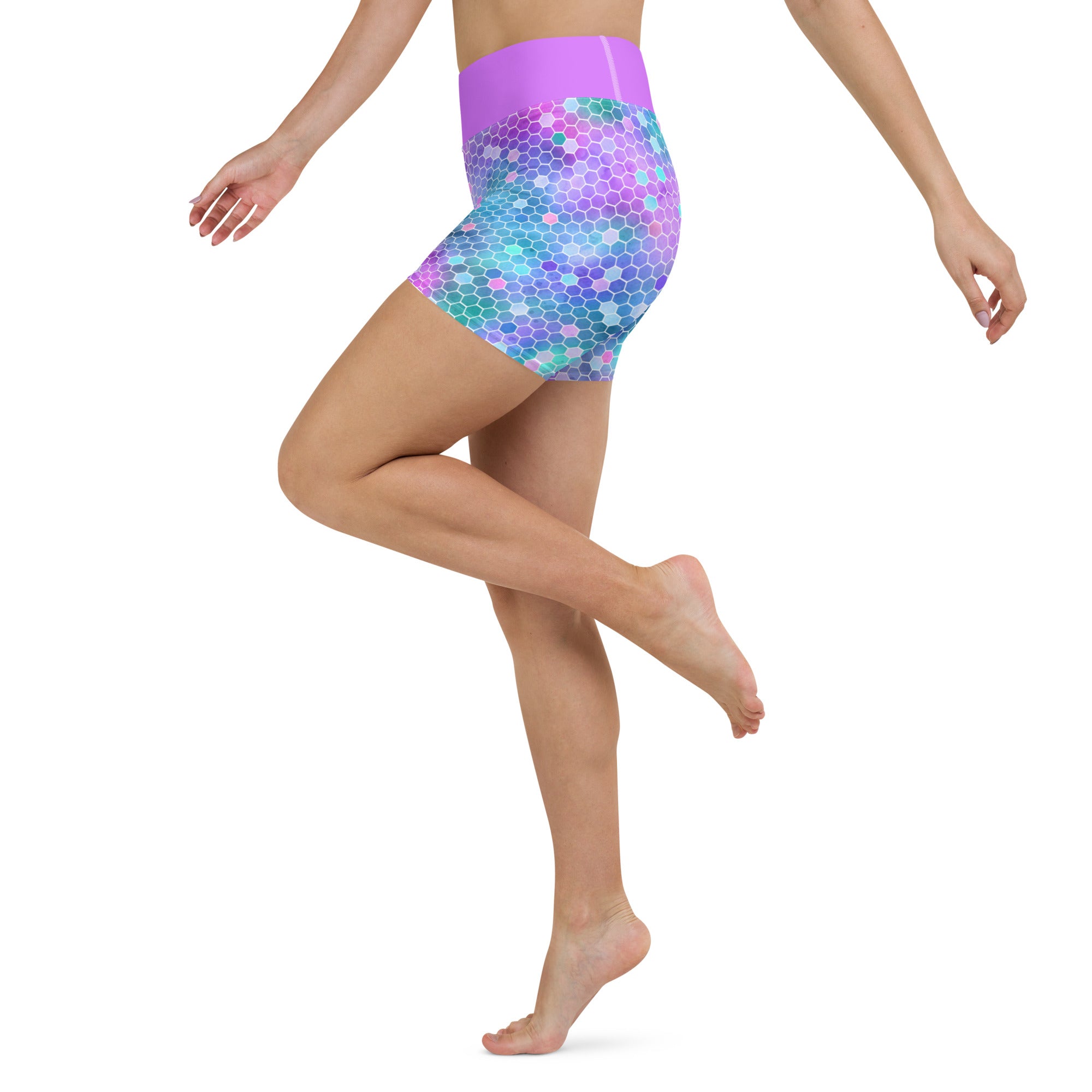 Yoga Shorts- HONEYCOMB PINK AND PURPLE