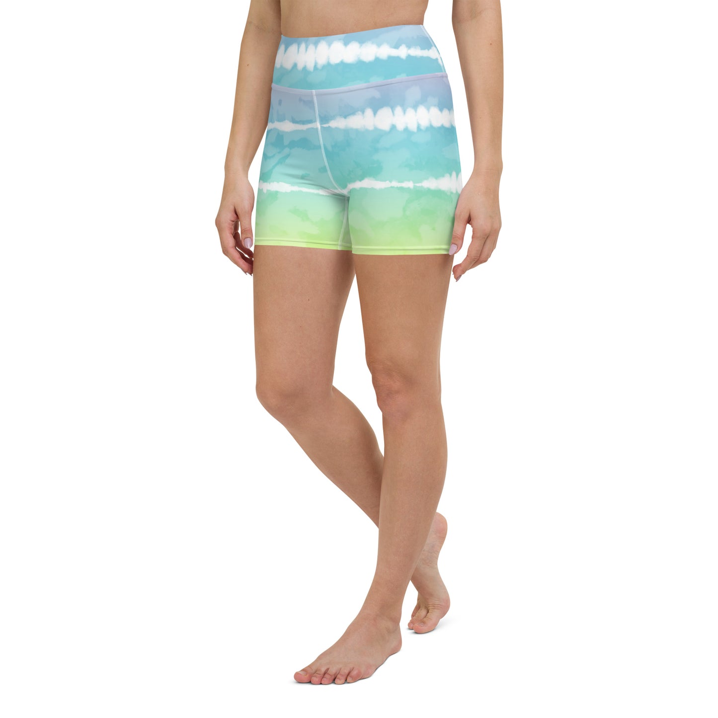 Yoga Shorts- Tie Dye Multicolour Stripes II
