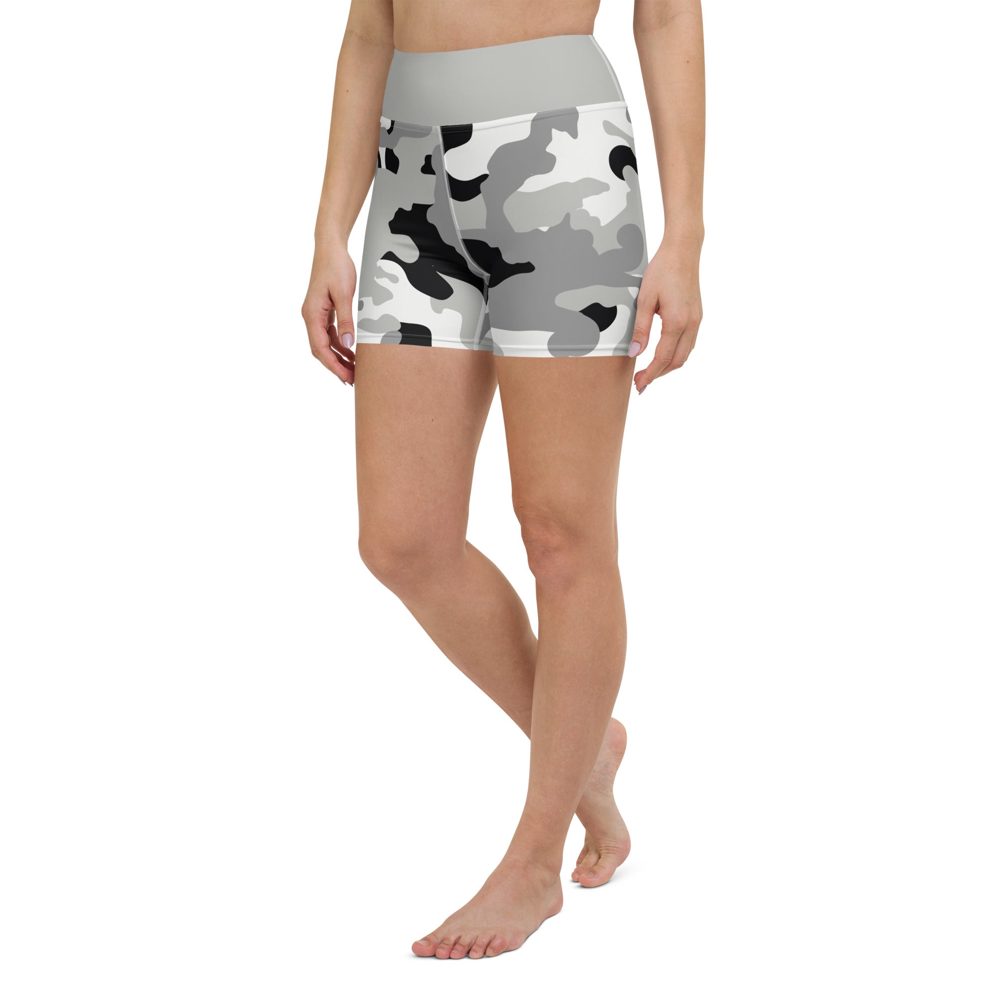 Yoga Shorts- Camo Grey and Black