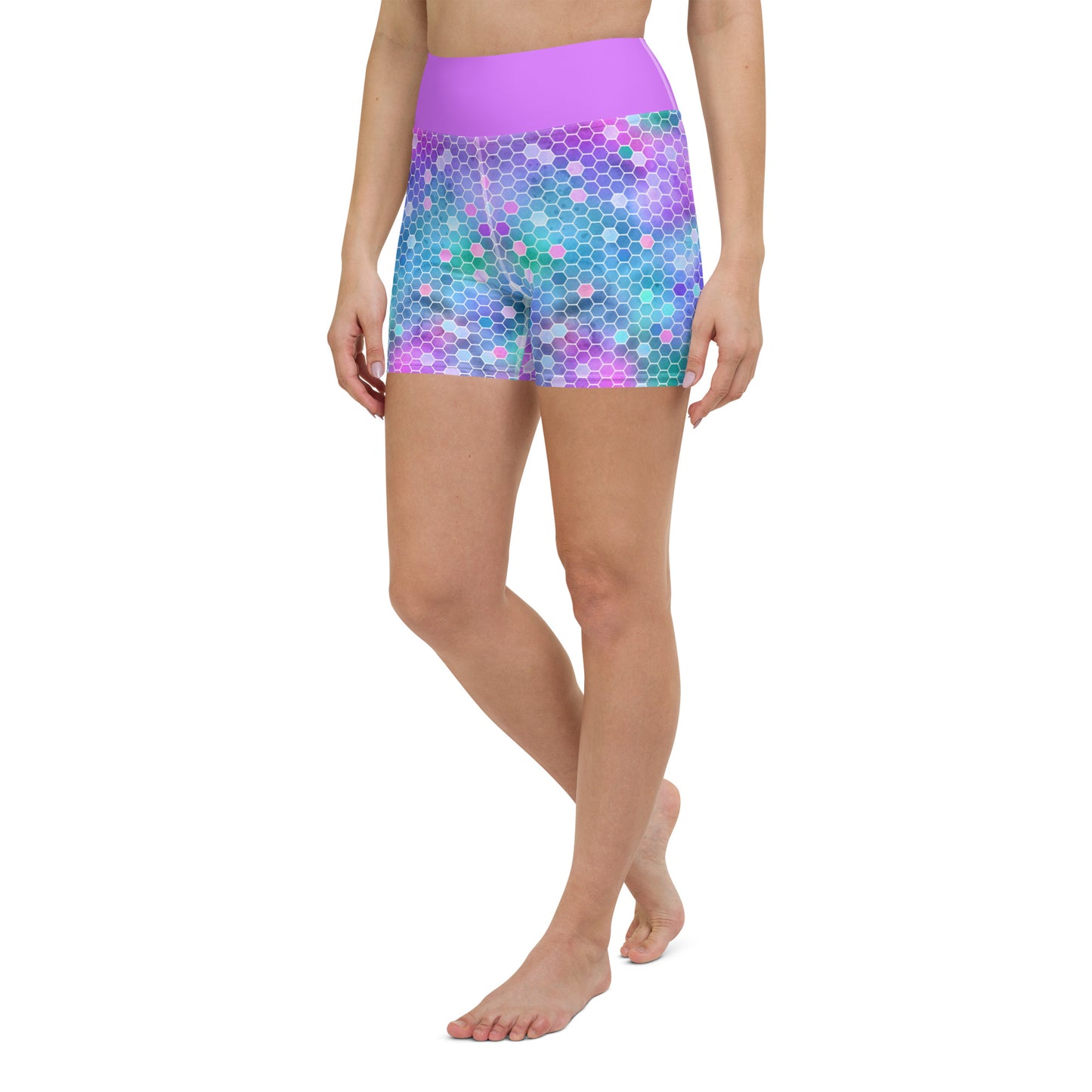 Yoga Shorts- Honeycomb Pink and Purple
