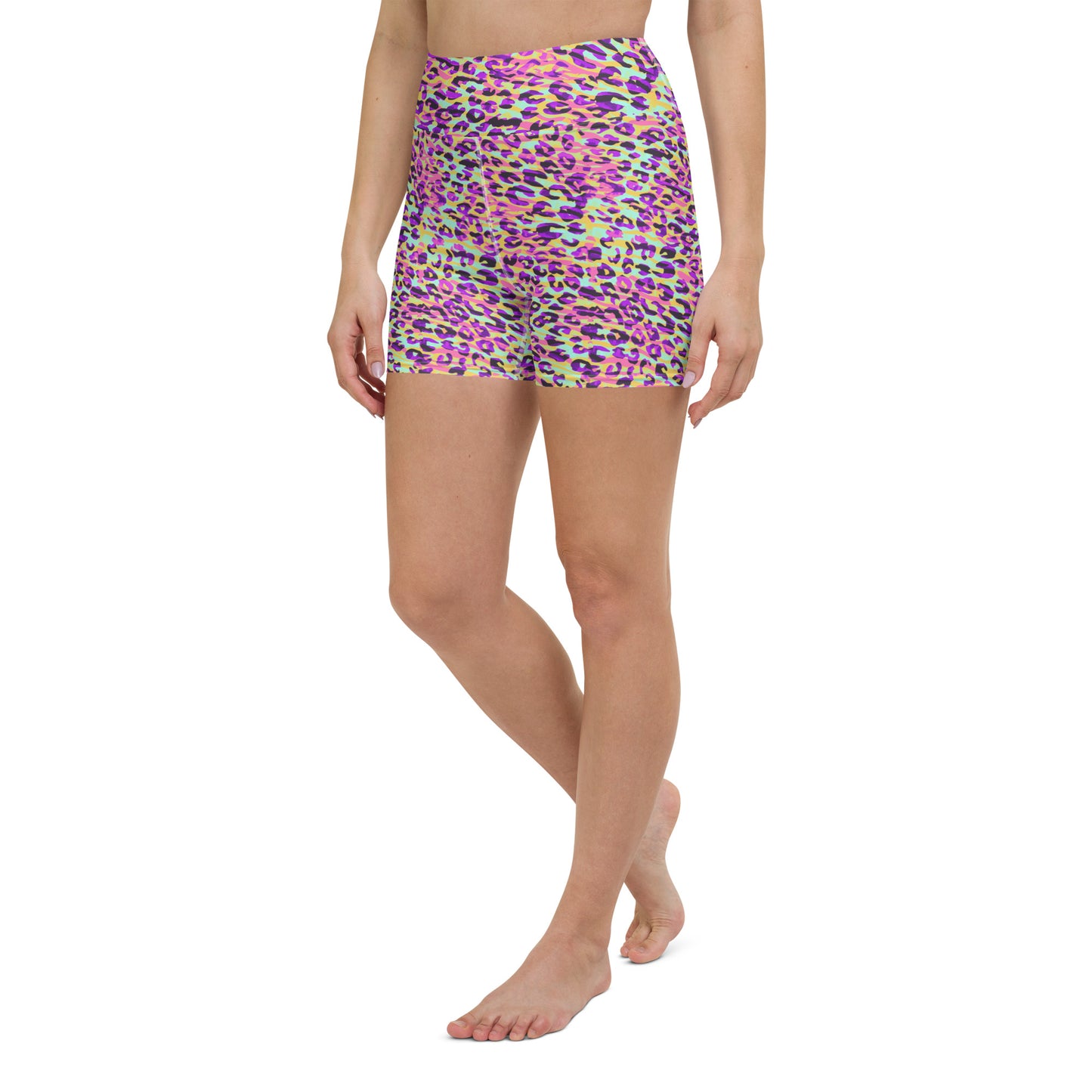 Yoga Shorts- Zebra and Leopard Print Pink with Yellow