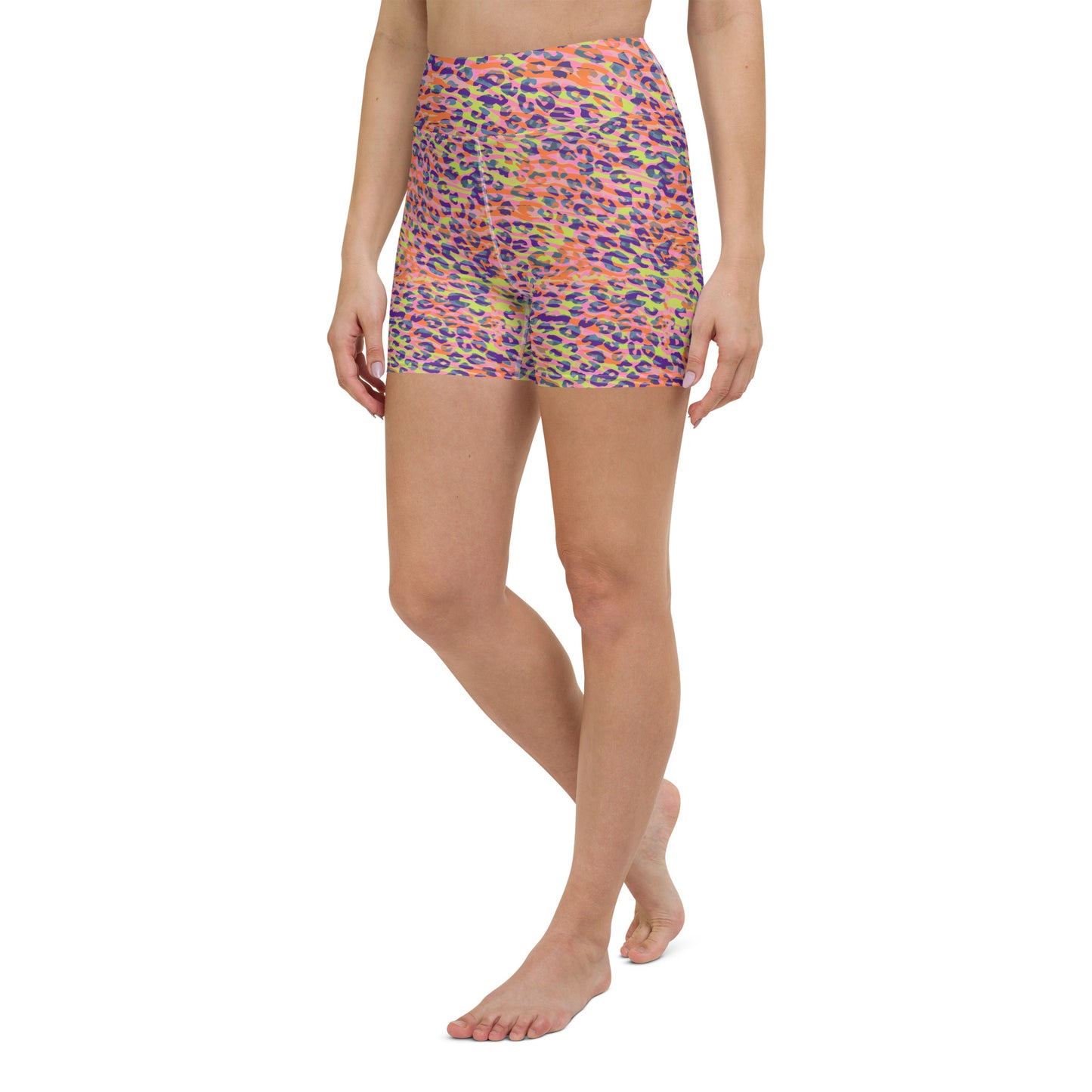 Yoga Shorts- Zebra and Leopard Print Orange with Yellow