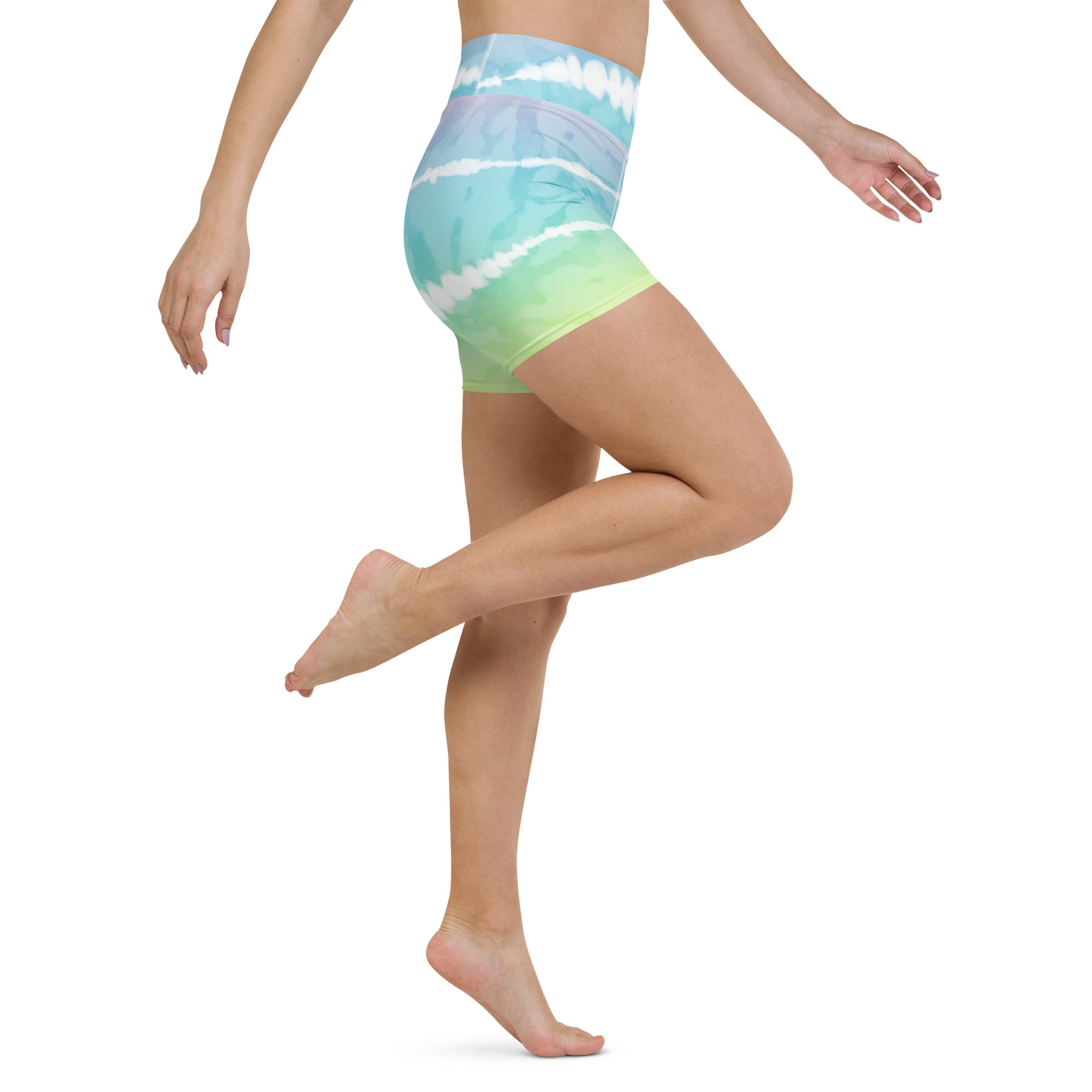 Yoga Shorts- Tie Dye Multicolour Stripes II