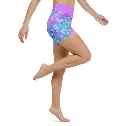 Yoga Shorts- Honeycomb Pink and Purple