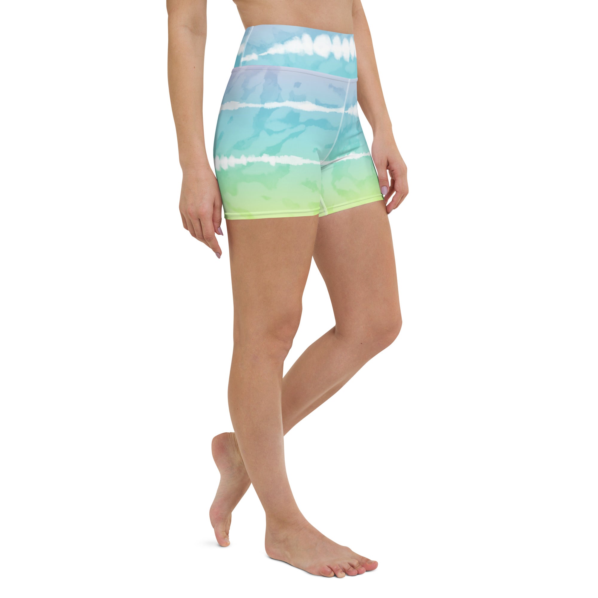 Yoga Shorts- Tie Dye Multicolour Stripes II