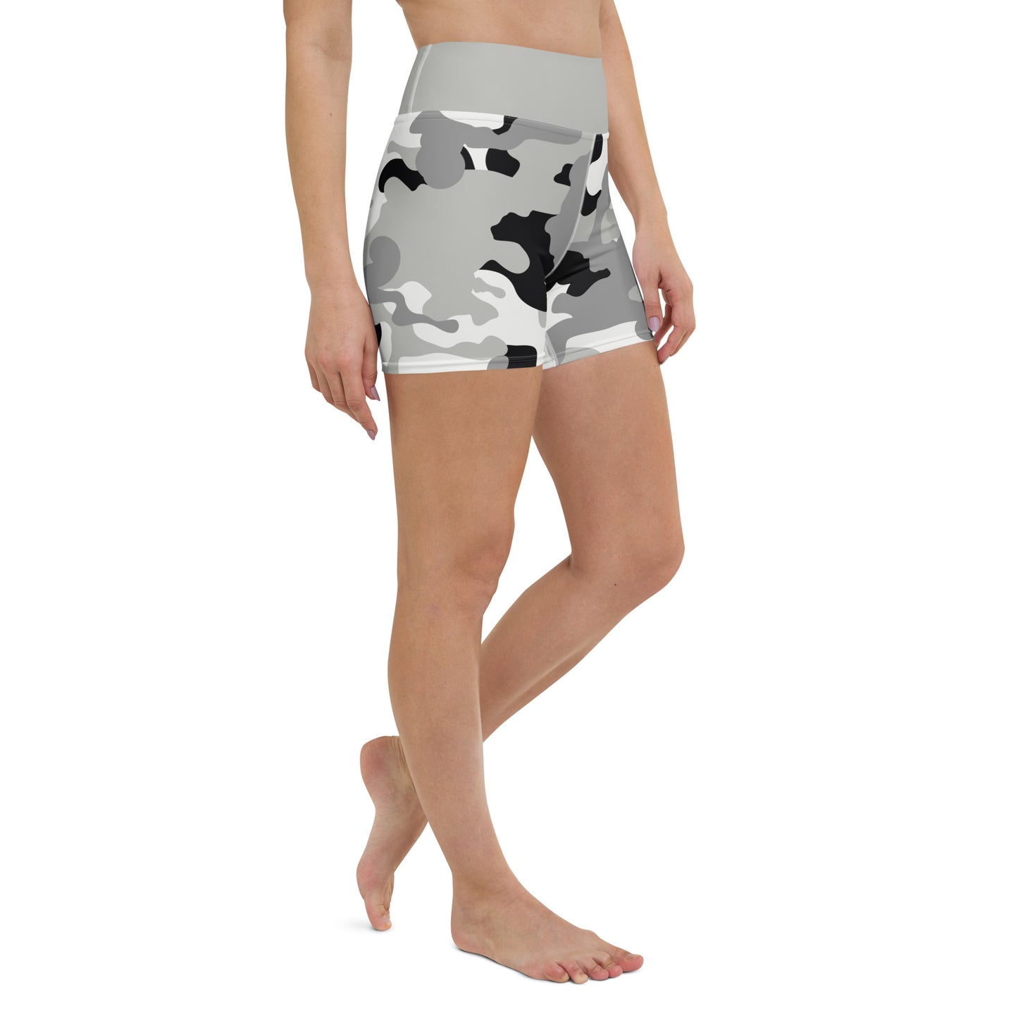 Yoga Shorts- Camo Grey and Black