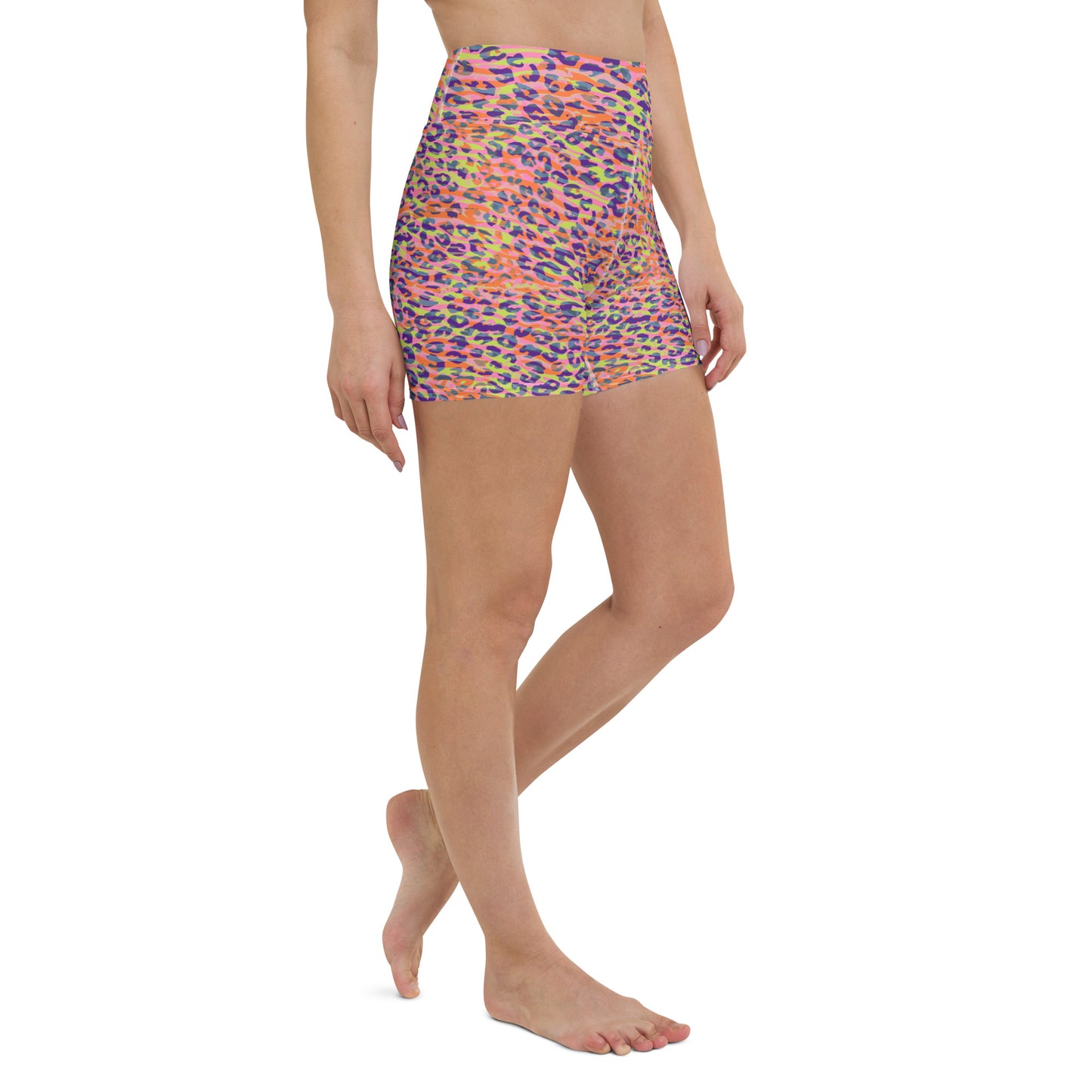 Yoga Shorts- Zebra and Leopard Print Orange with Yellow