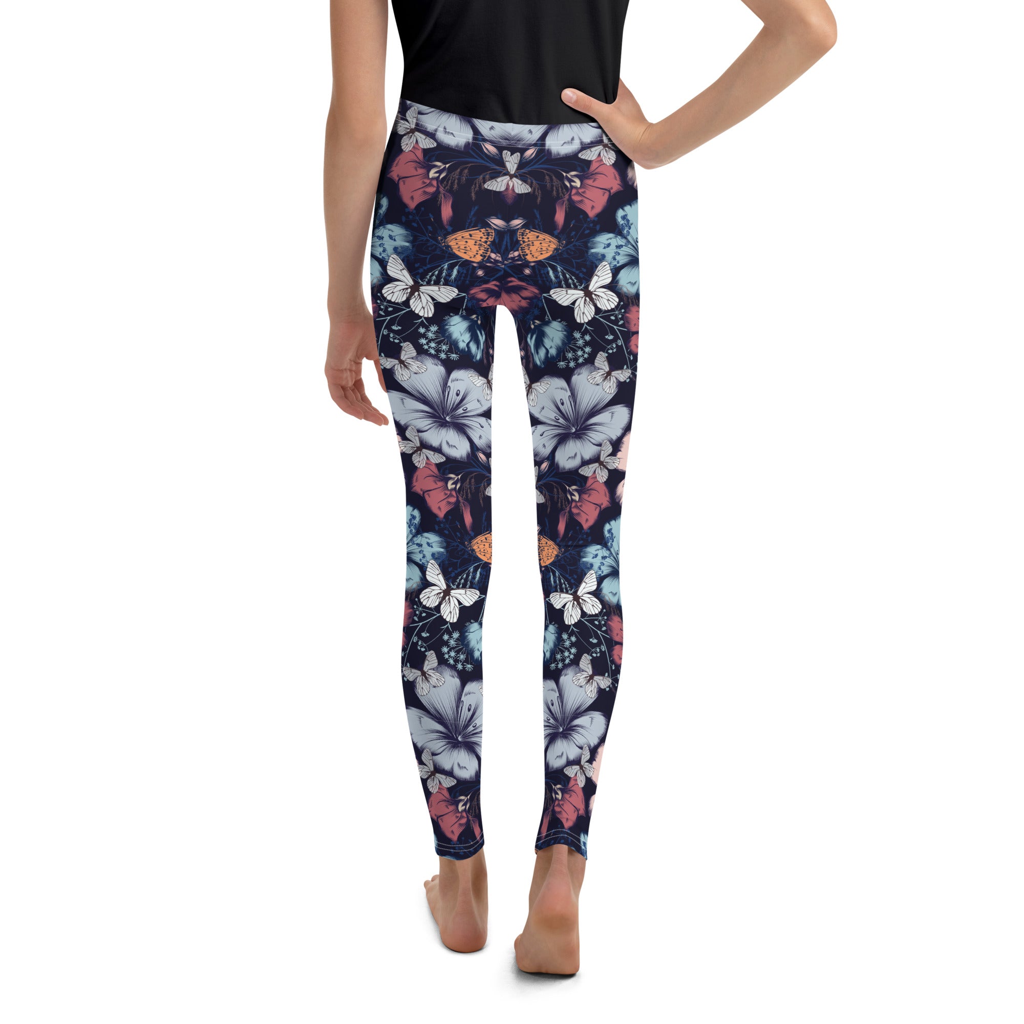Youth Leggings- BUTTERFLY GARDEN VINTAGE STYLE