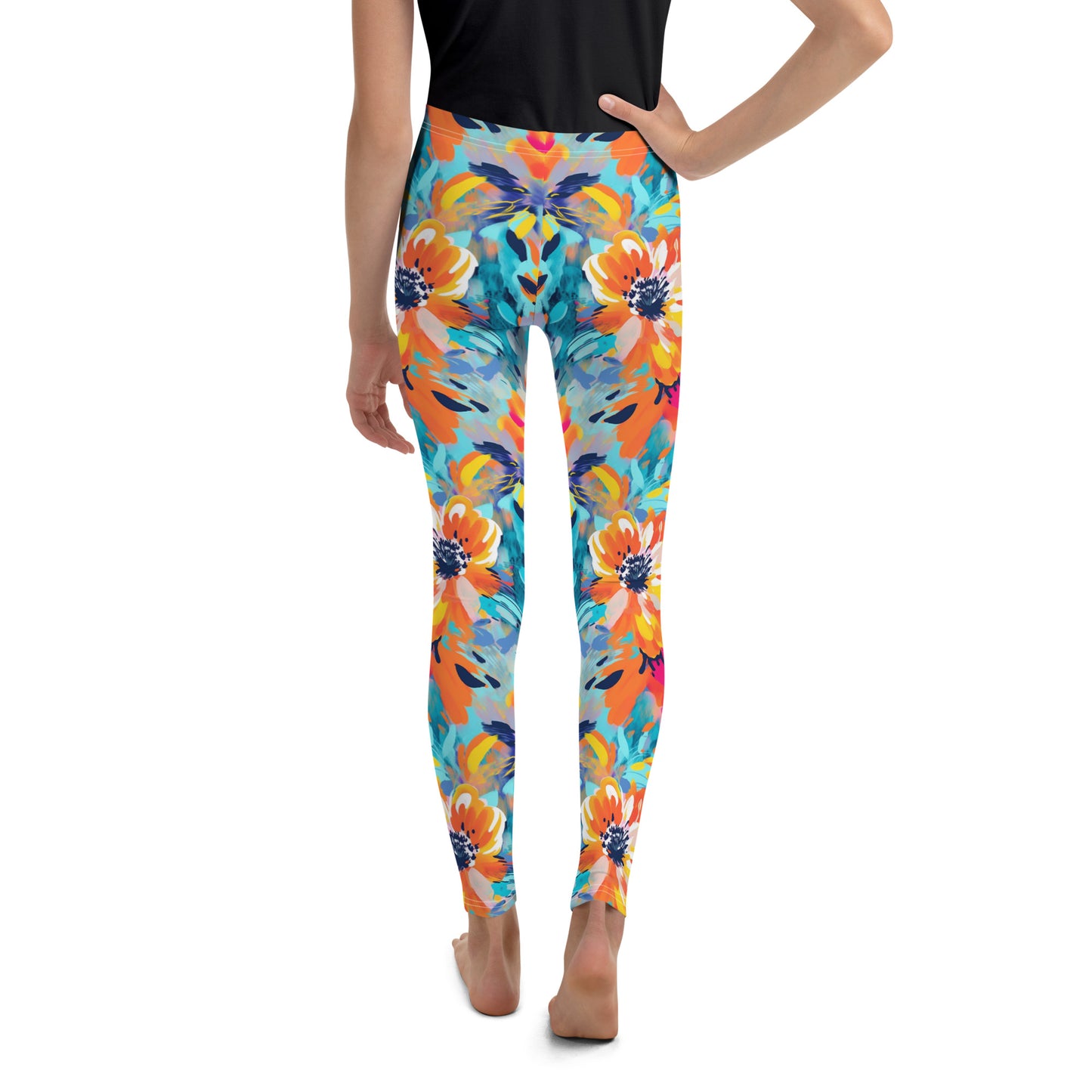 Youth Leggings- Summer Pastel flowers I