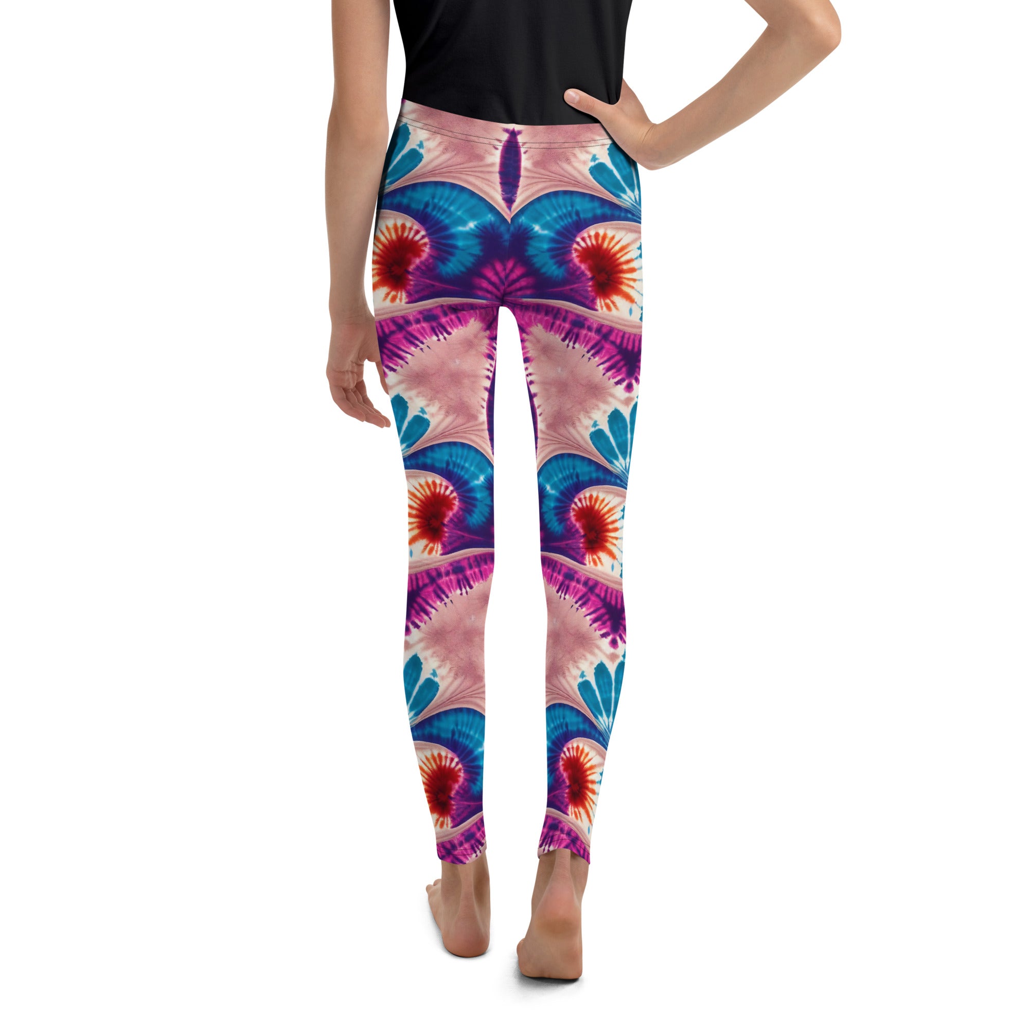 Youth Leggings- Floral Tie Dye I