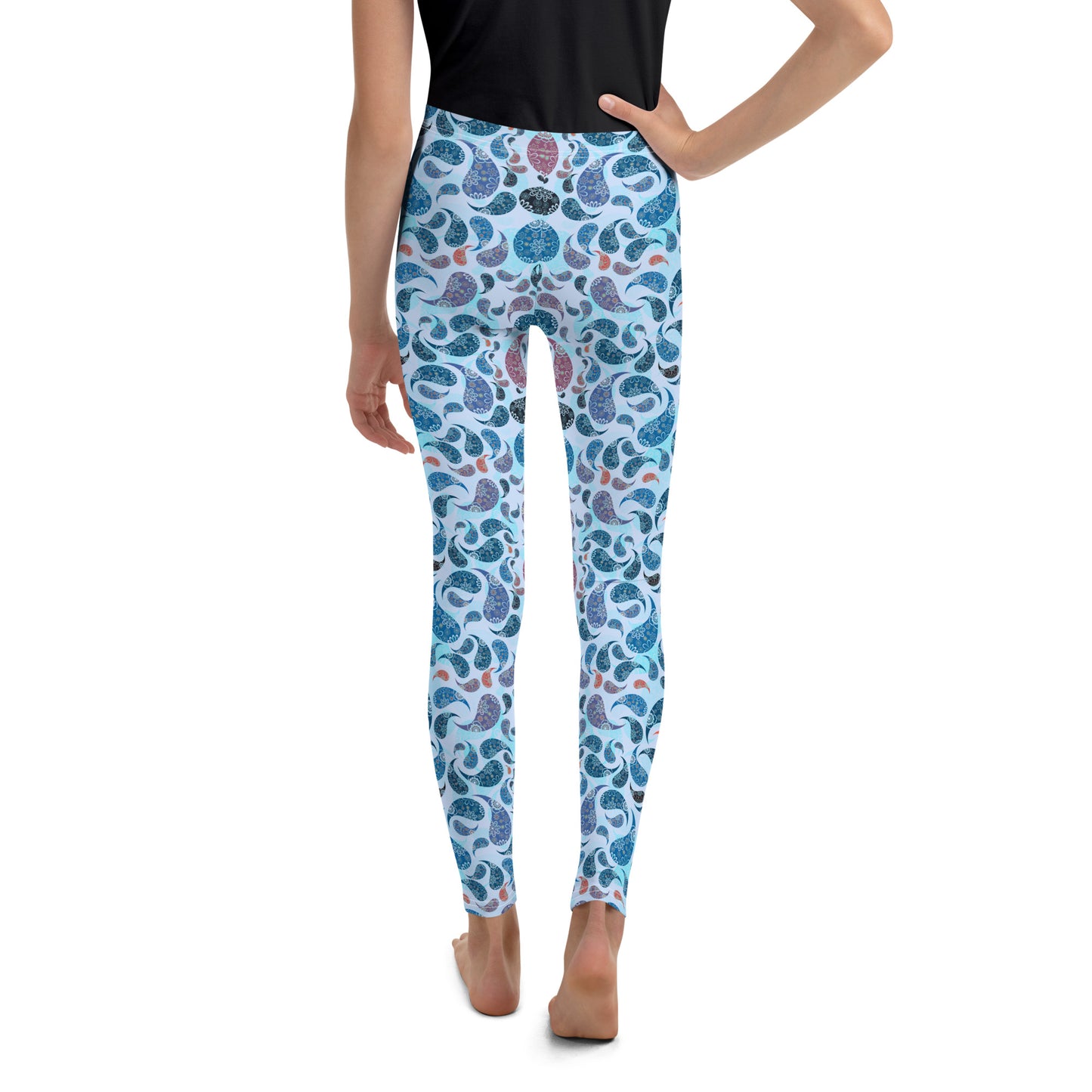 Youth Leggings- Paisley Blue