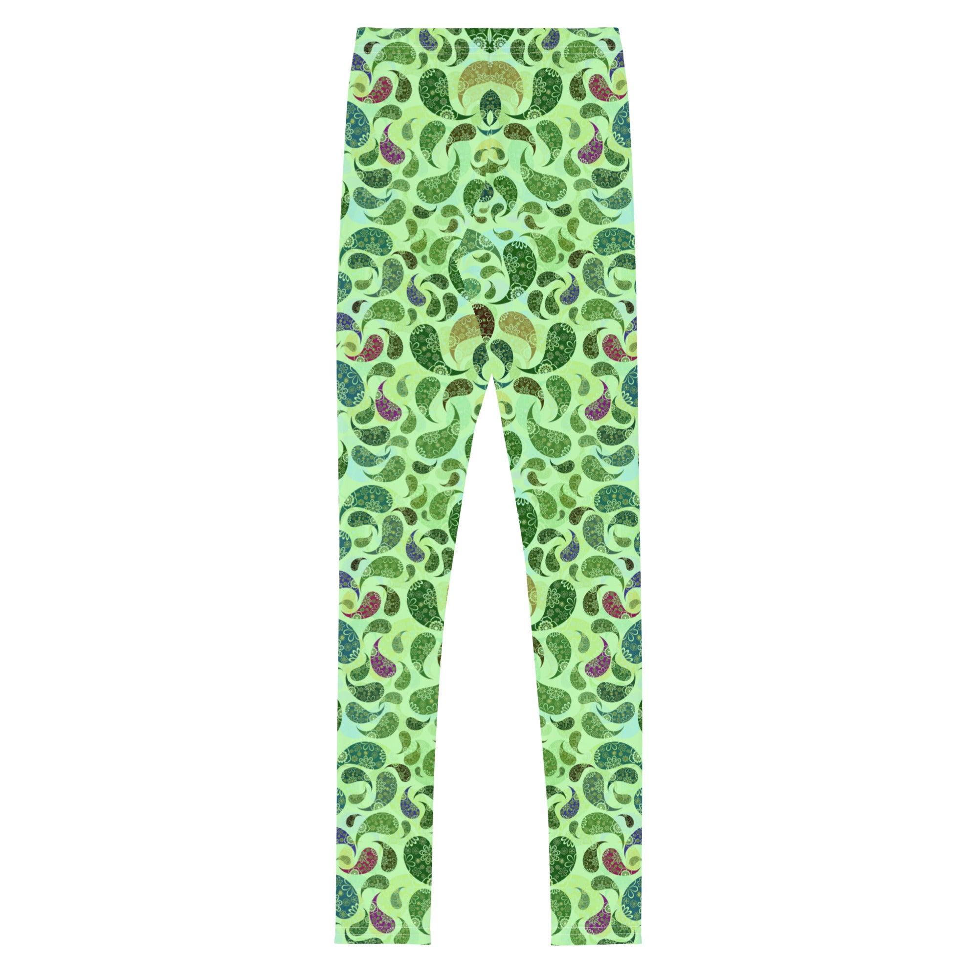 Youth Leggings- Paisley green