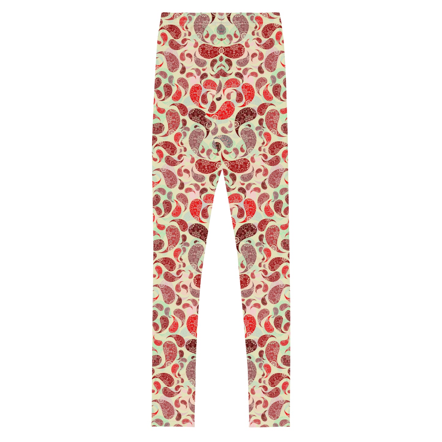Youth Leggings- Paisley Red