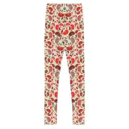 Youth Leggings- Paisley Red