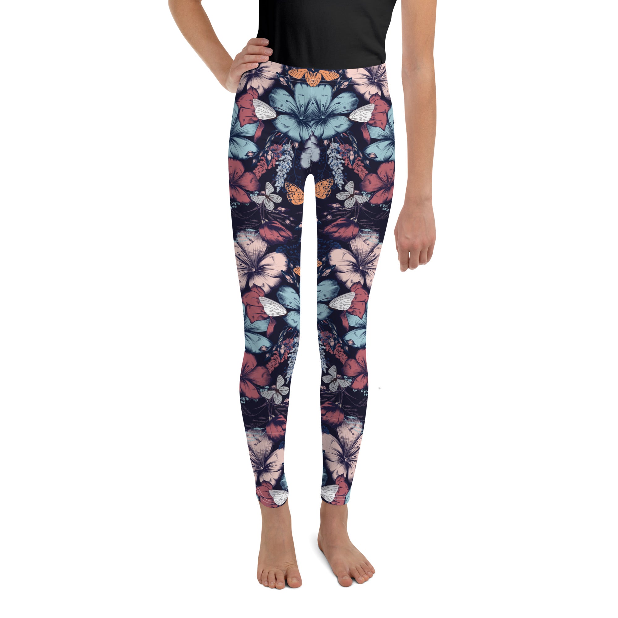 Youth Leggings- BUTTERFLY GARDEN VINTAGE STYLE