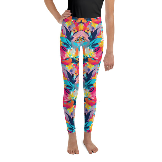 Youth Leggings- Summer Pastel flowers I