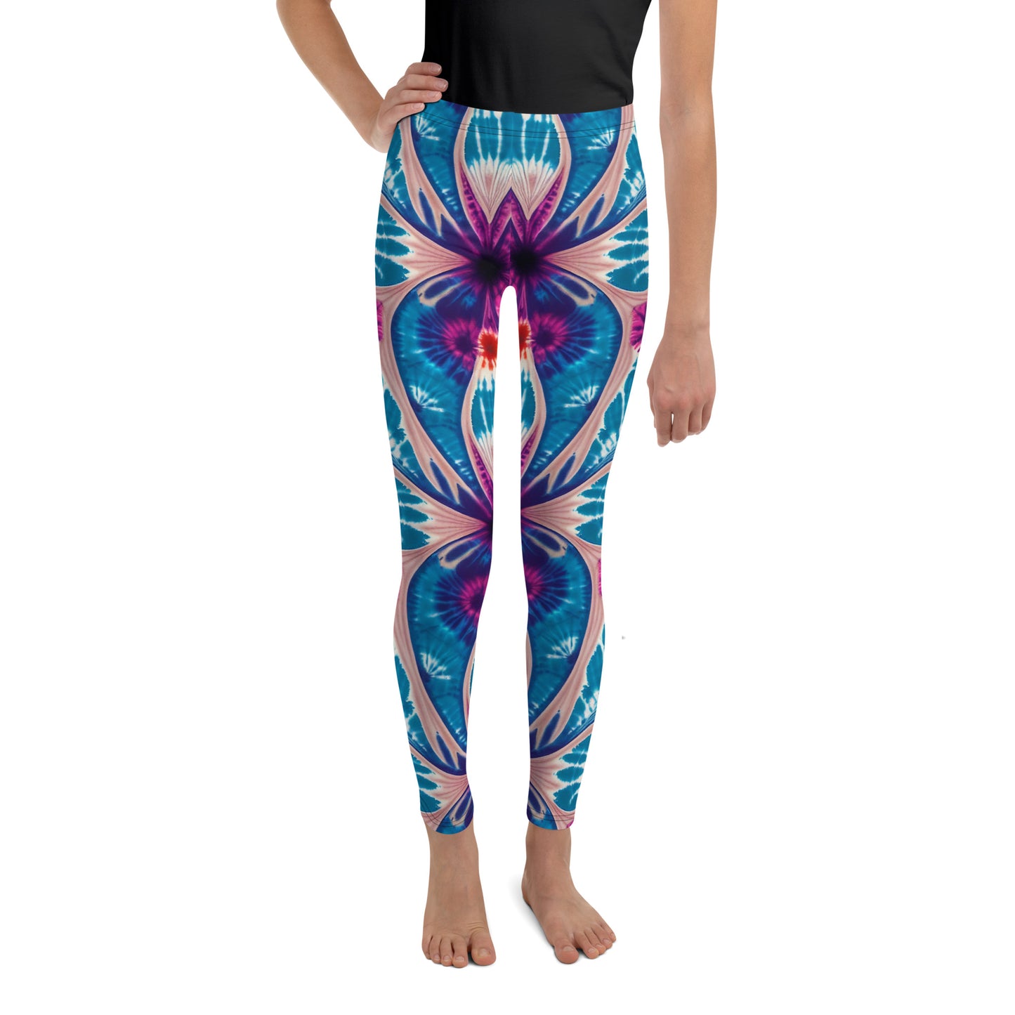 Youth Leggings- Floral Tie Dye I