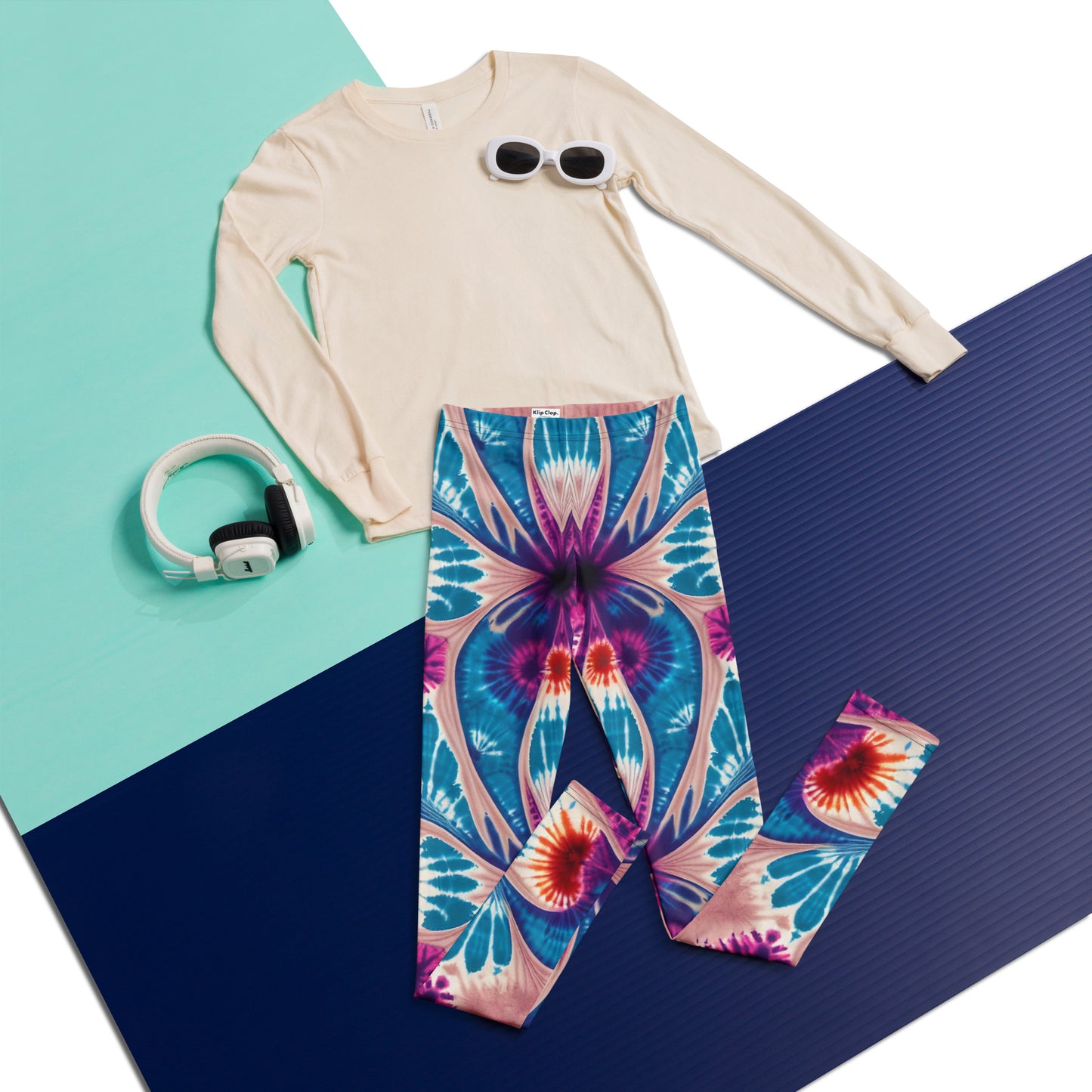 Youth Leggings- Floral Tie Dye I