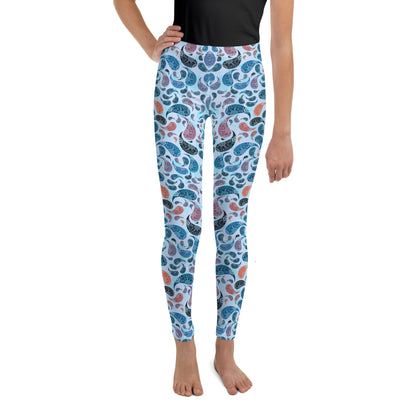 Youth Leggings- Paisley Blue