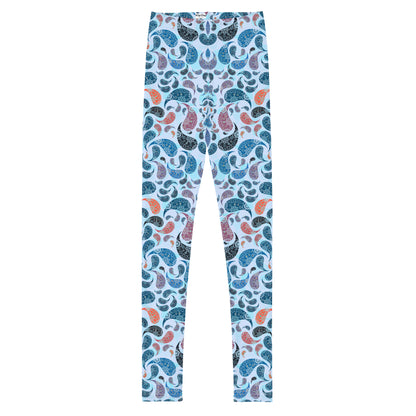 Youth Leggings- Paisley Blue
