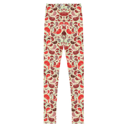 Youth Leggings- Paisley Red