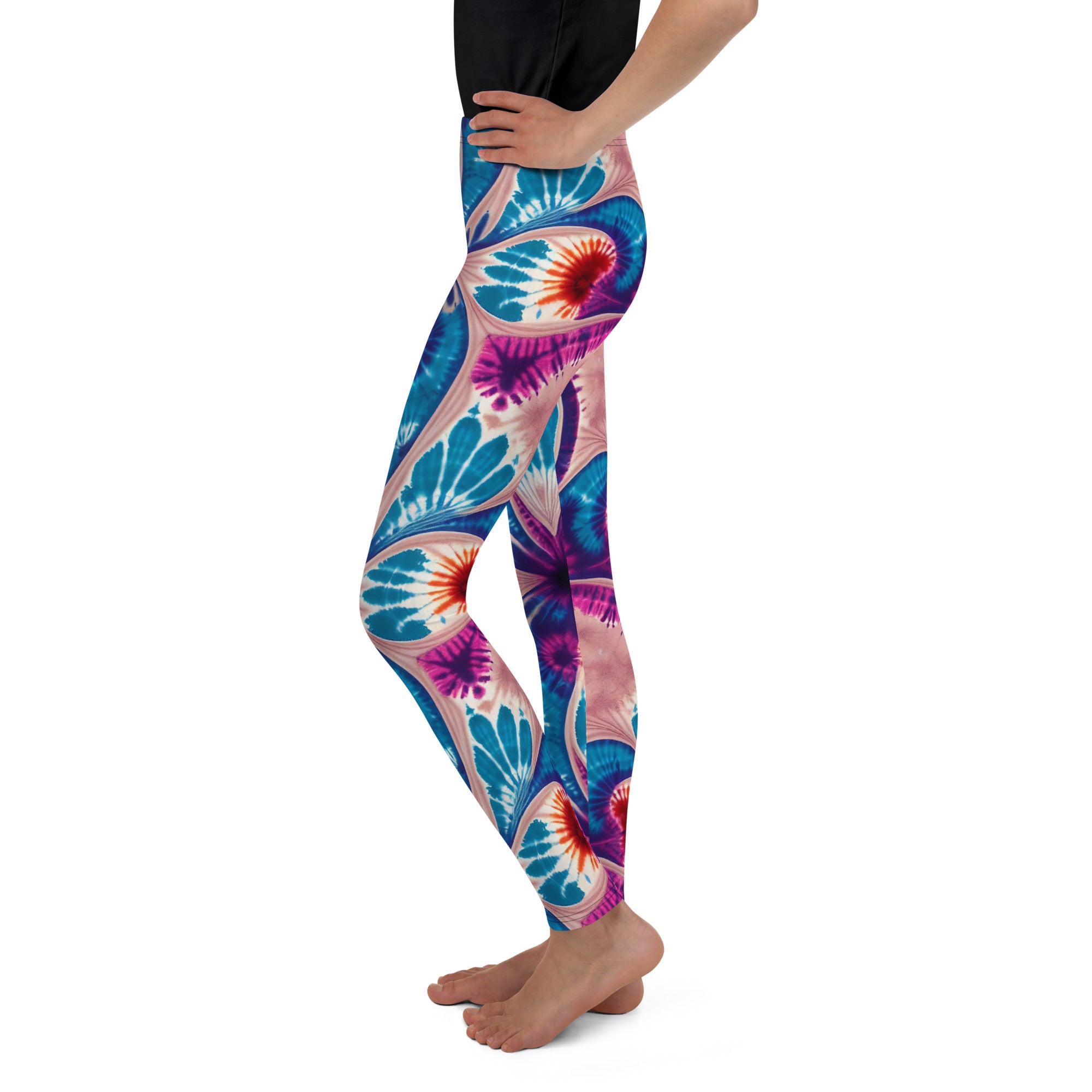 Youth Leggings- Floral Tie Dye I