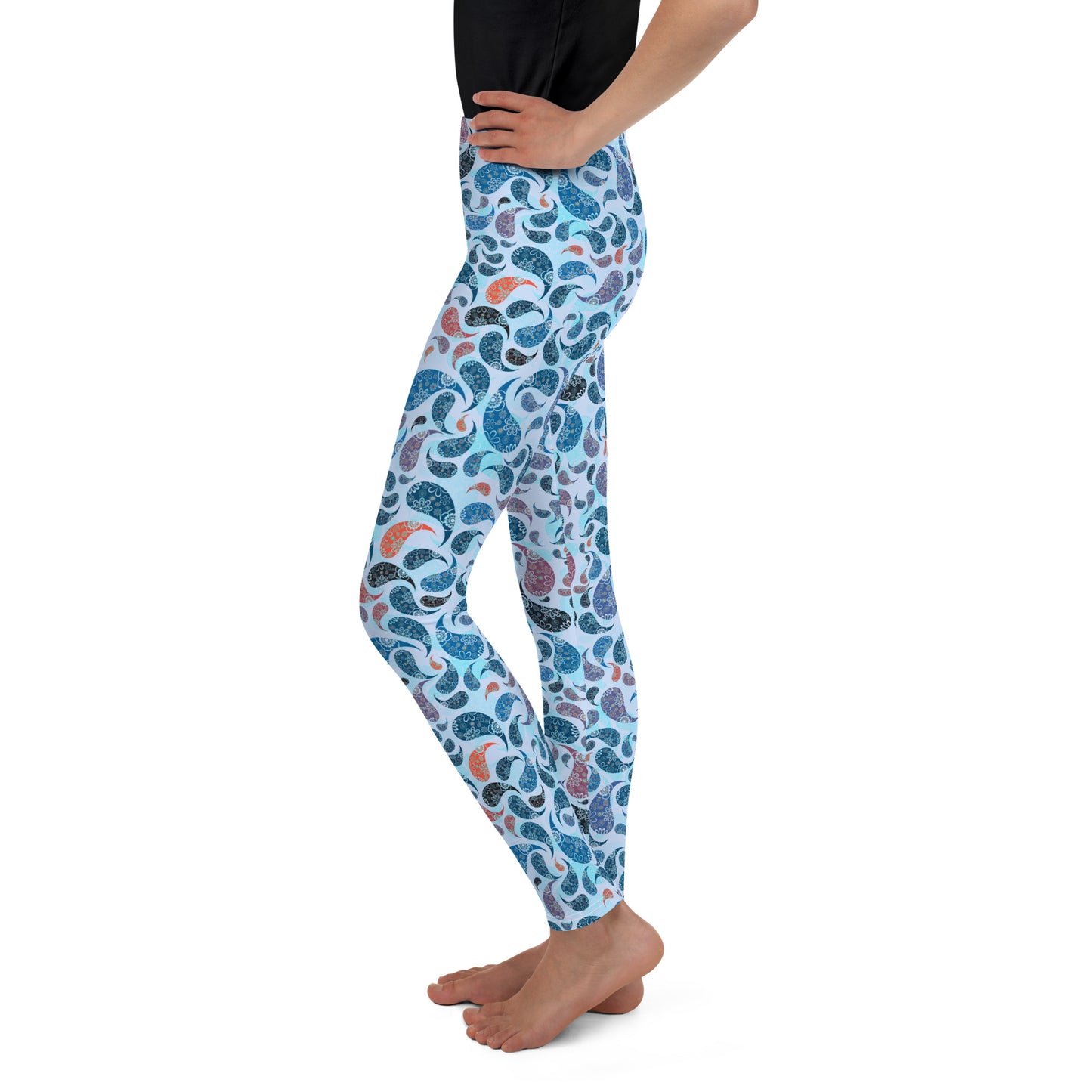 Youth Leggings- Paisley Blue