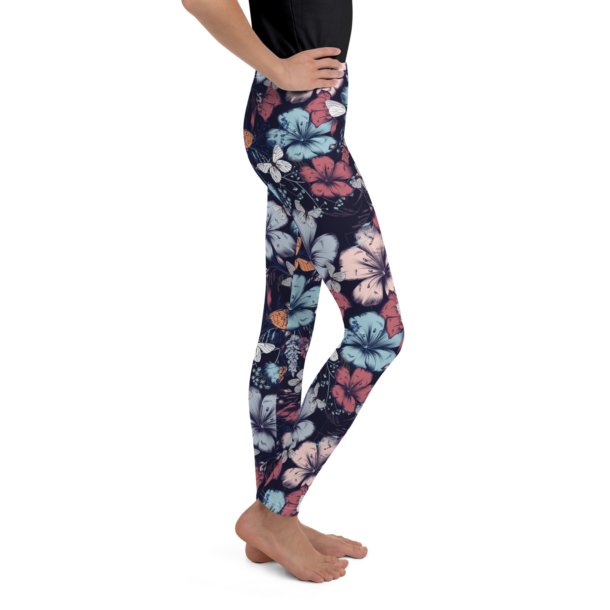 Youth Leggings- BUTTERFLY GARDEN VINTAGE STYLE