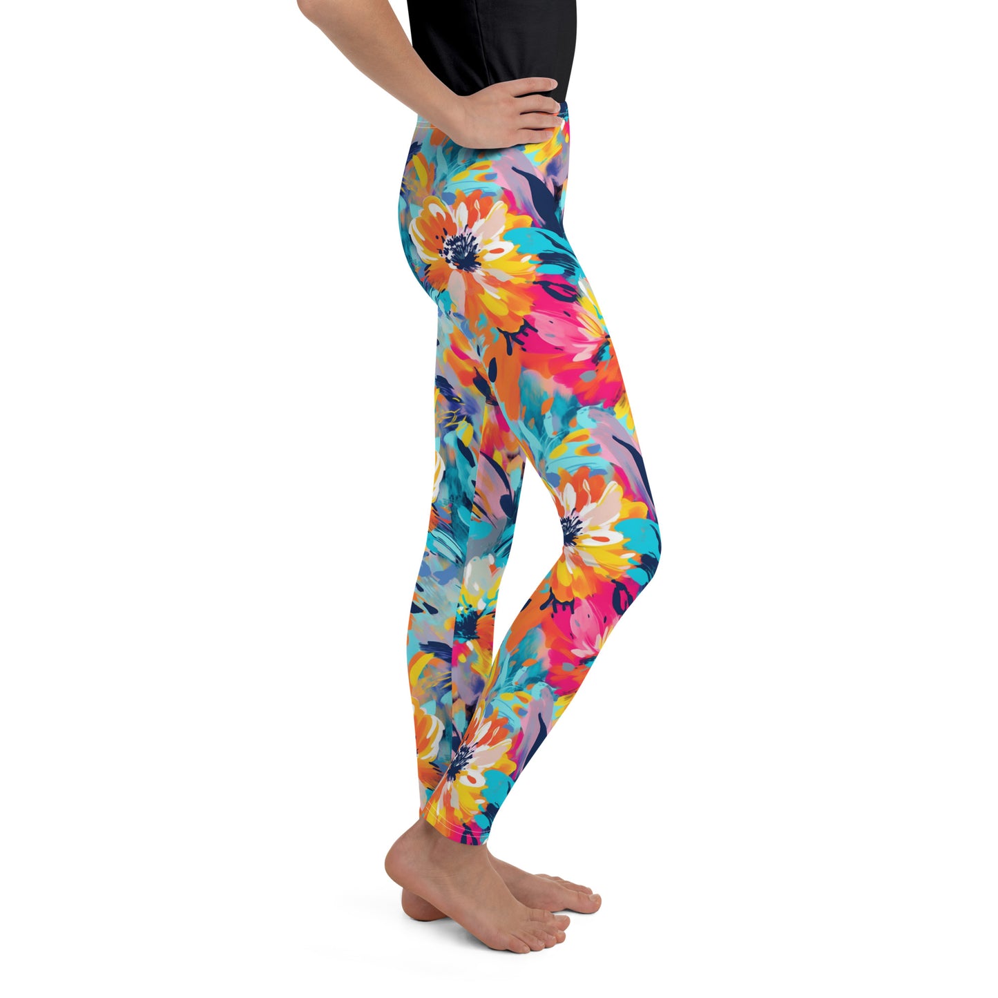 Youth Leggings- Summer Pastel flowers I