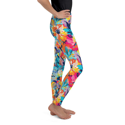 Youth Leggings- Summer Pastel flowers I