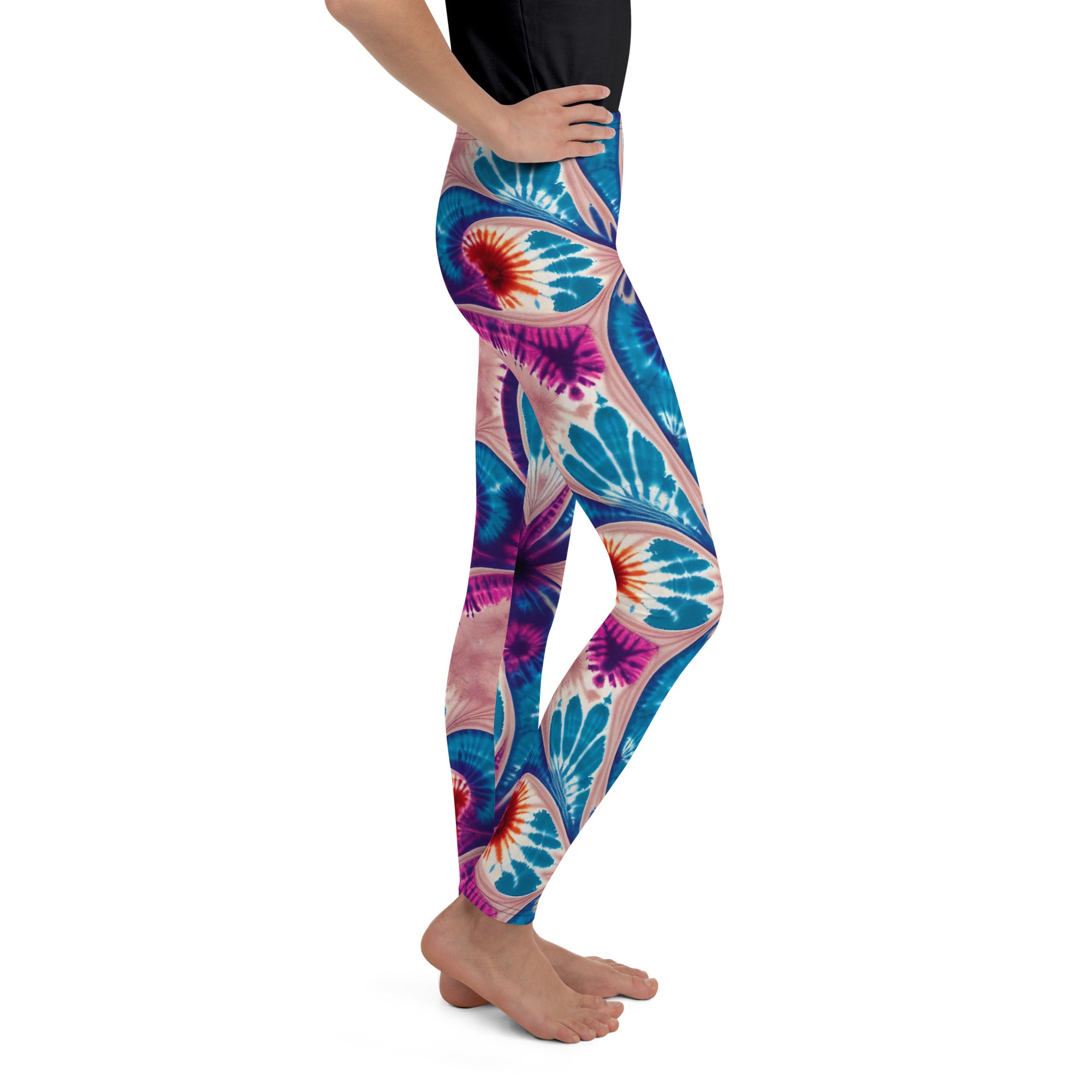 Youth Leggings- Floral Tie Dye 01