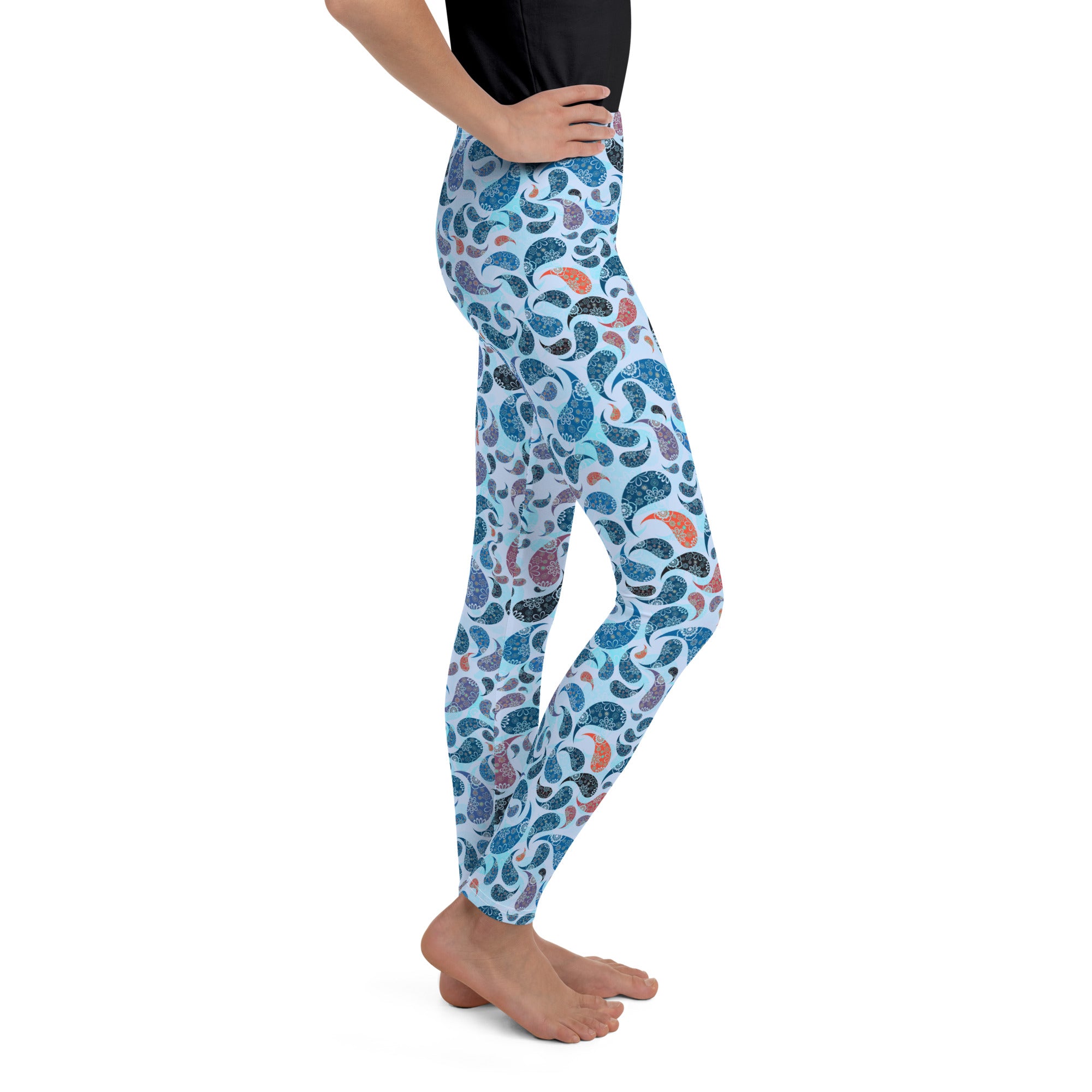 Youth Leggings- Paisley Blue