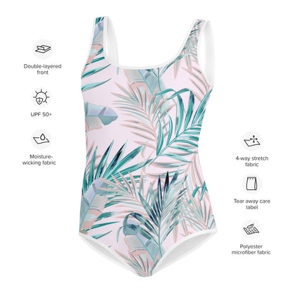 Youth Swimsuit- TROPICAL PALM Leafs