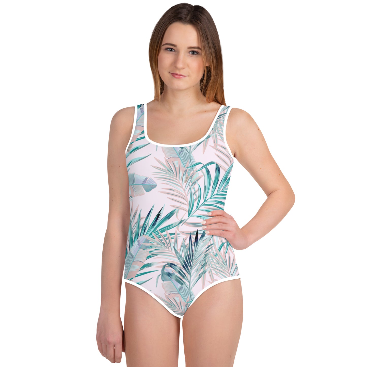 Youth Swimsuit- TROPICAL PALM Leafs