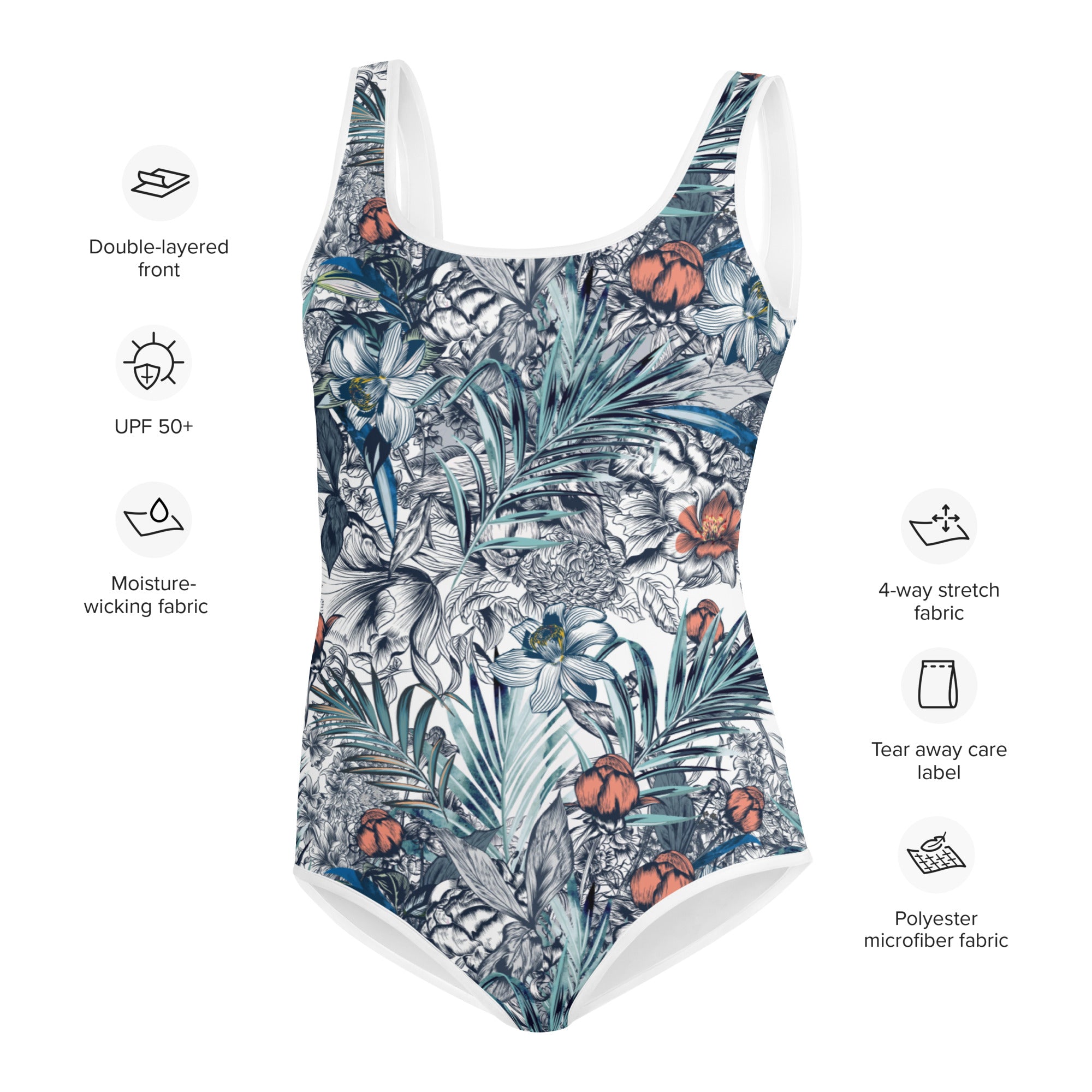 Youth Swimsuit- PALM LEAFS