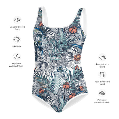 Youth Swimsuit- PALM LEAFS