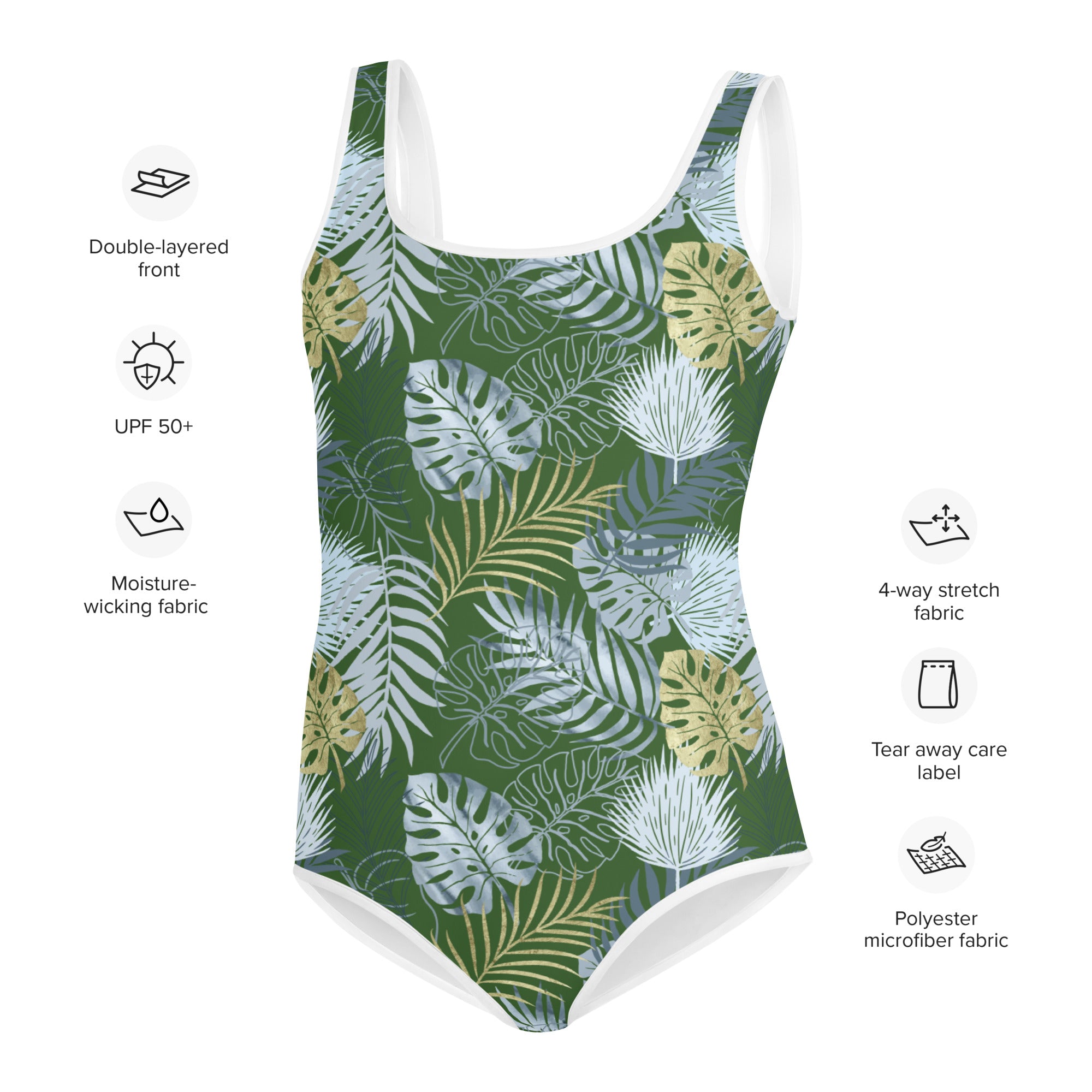 Youth Swimsuit- TROPICAL Green