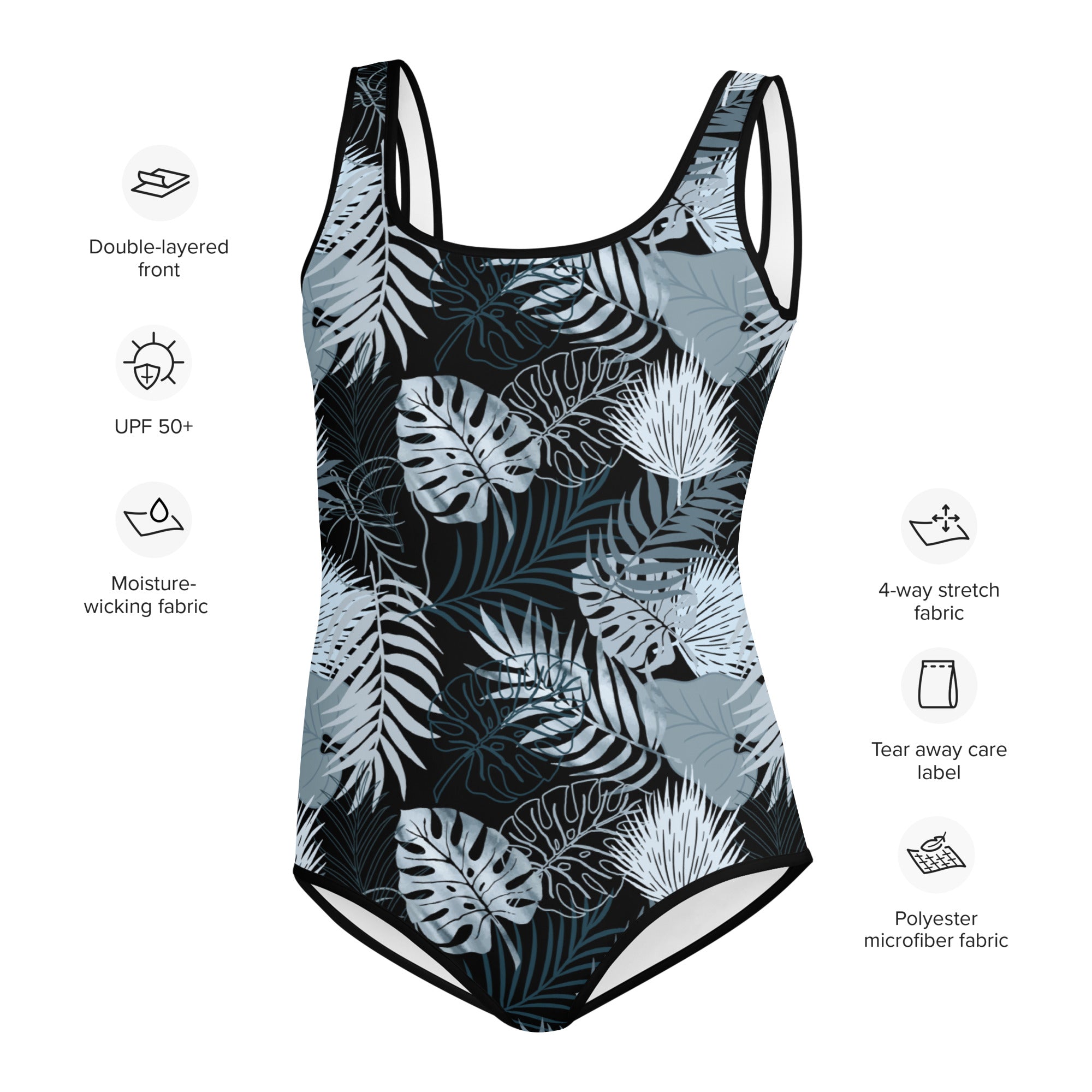 Youth Swimsuit- TROPICAL Black