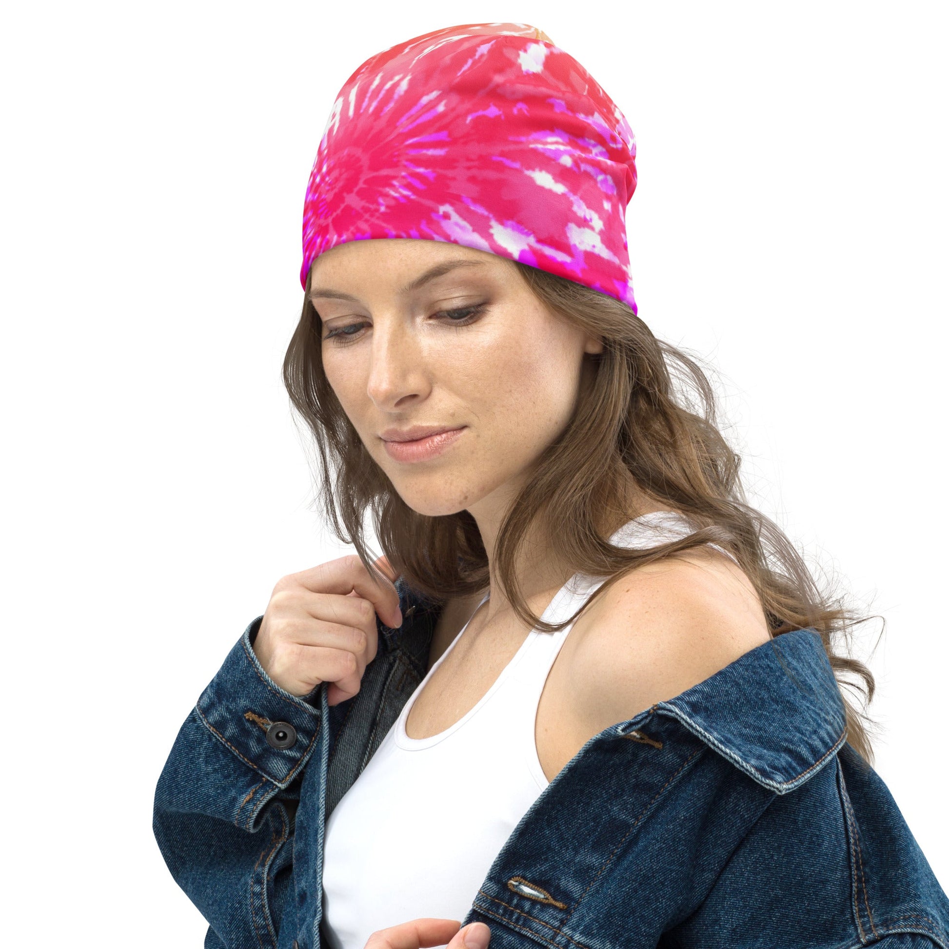 Beanie - Tie Dye Pink and Red - Klip Clop