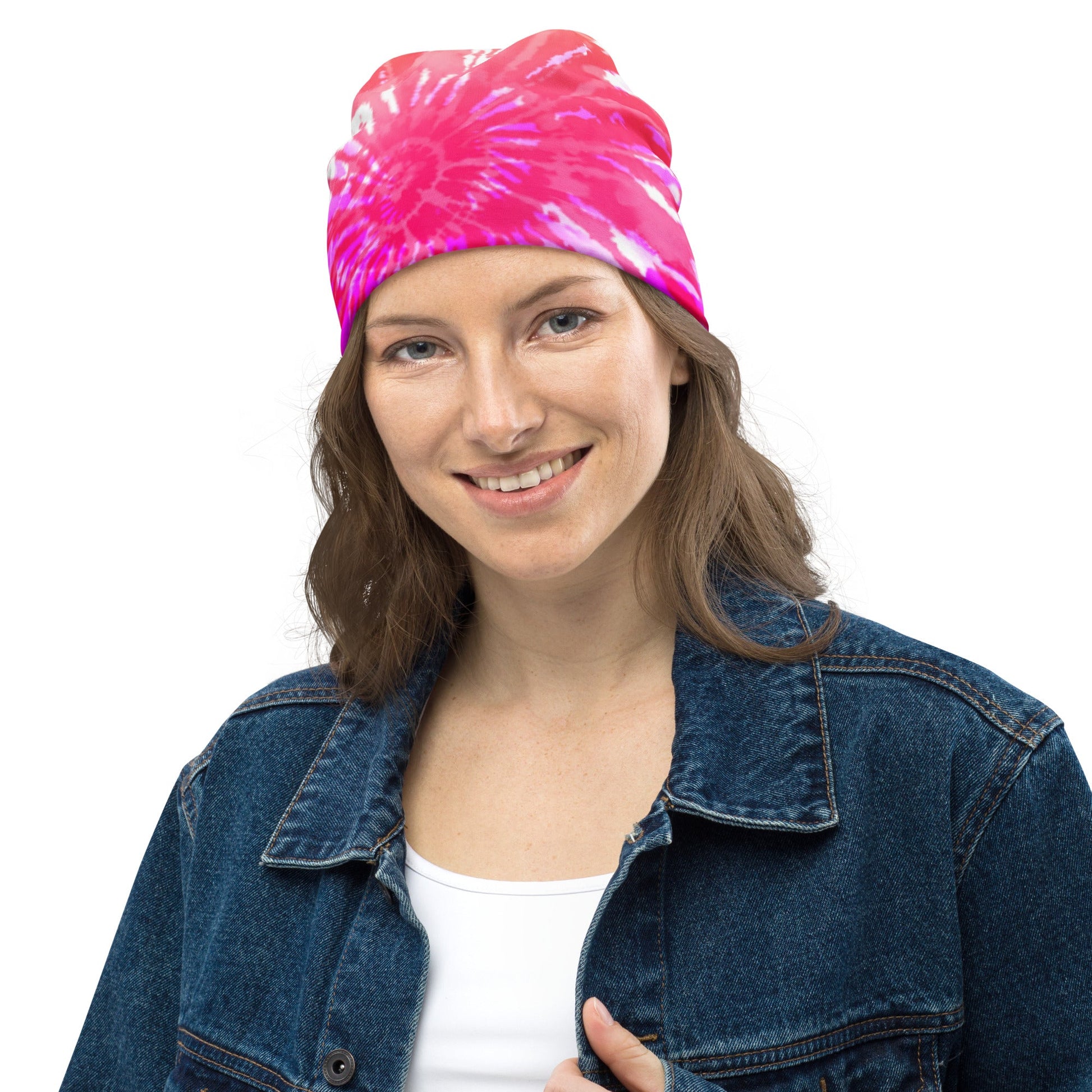 Beanie - Tie Dye Pink and Red - Klip Clop