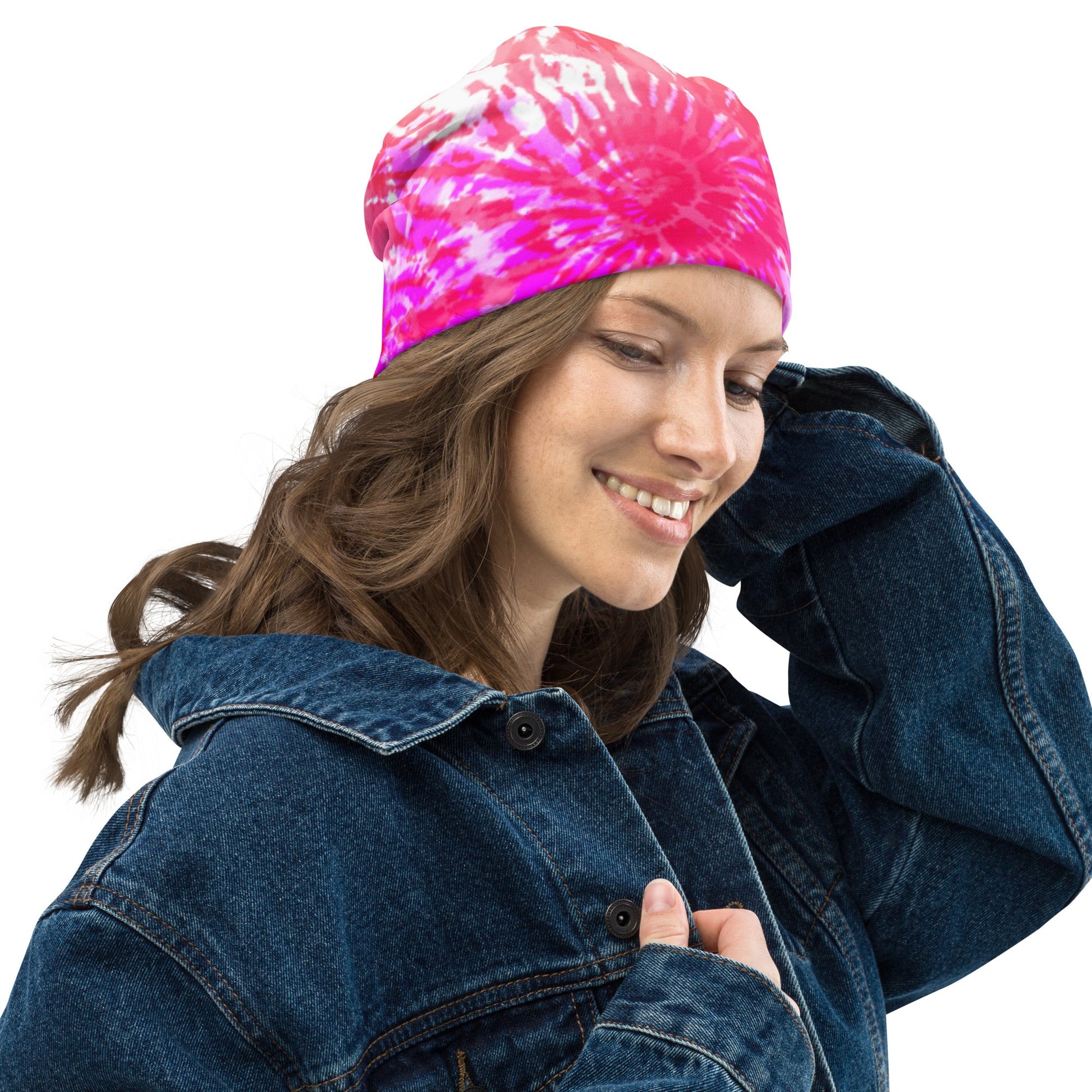 Beanie - Tie Dye Pink and Red - Klip Clop