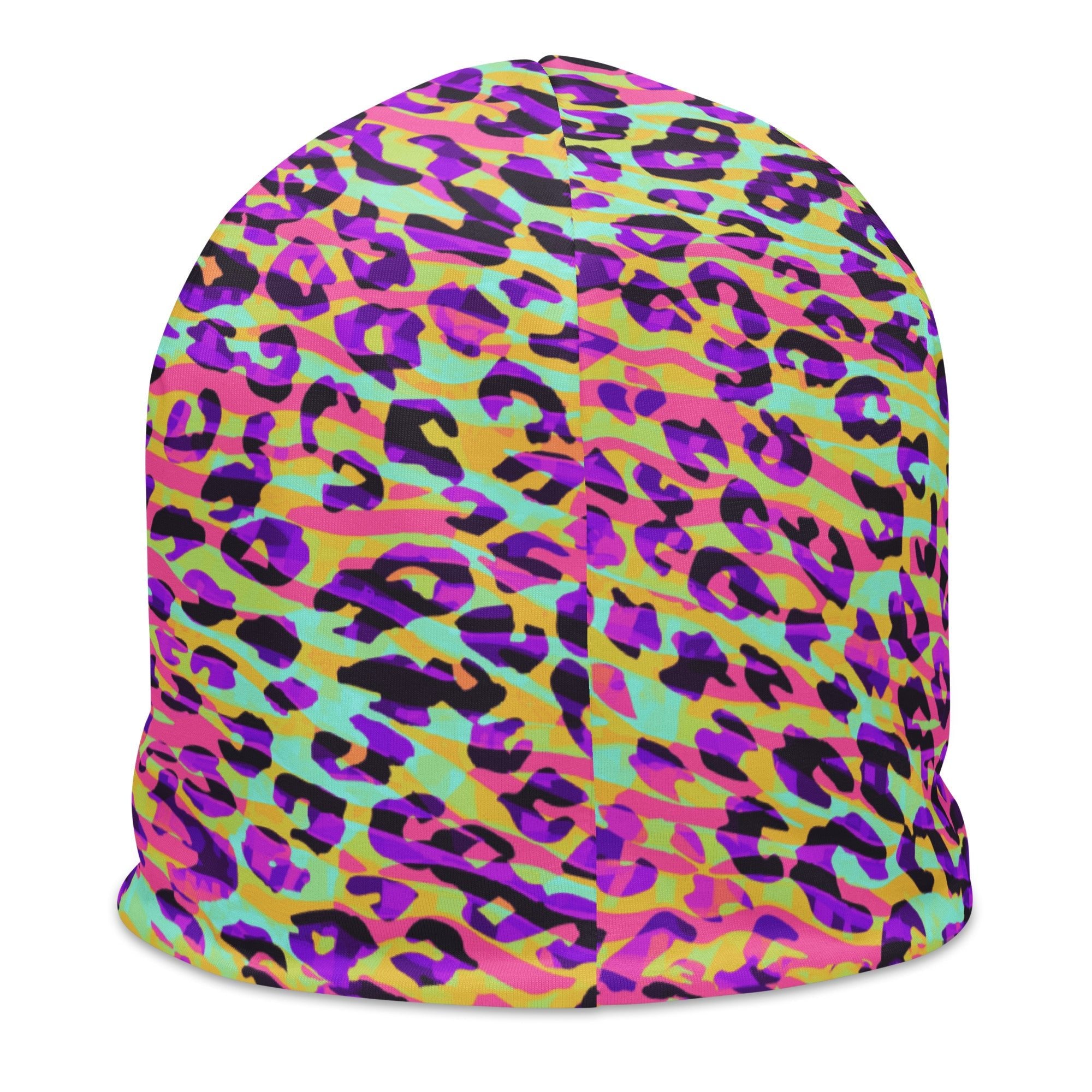 Beanie - Zebra and Leopard Print Pink with Yellow - Klip Clop