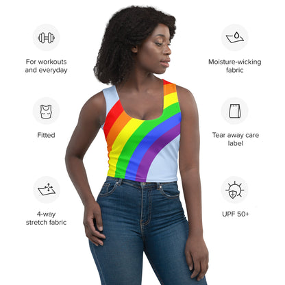 Crop Top - Rainbow on Cyan - Klip Clop