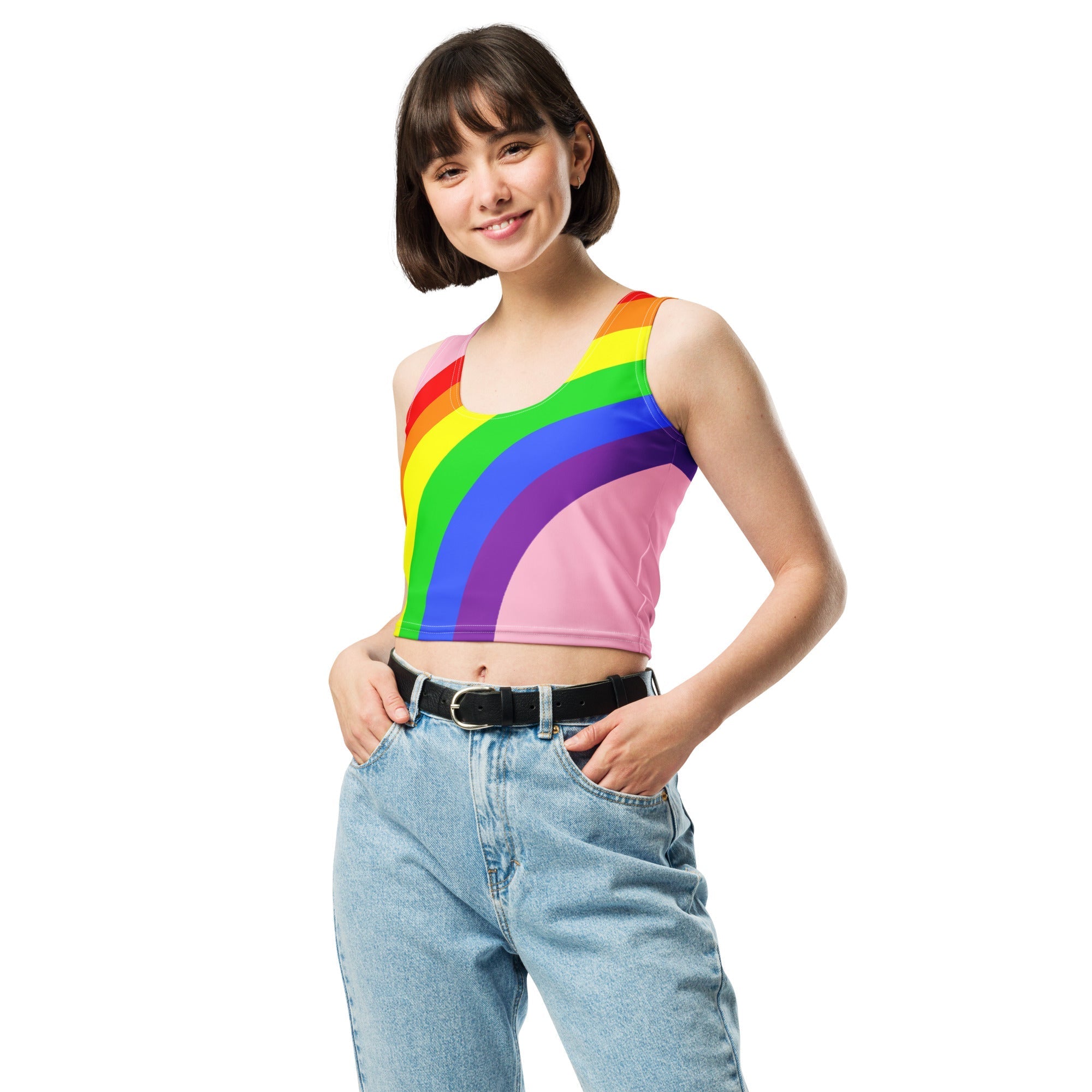 Crop Top - Rainbow on Pink - Klip Clop